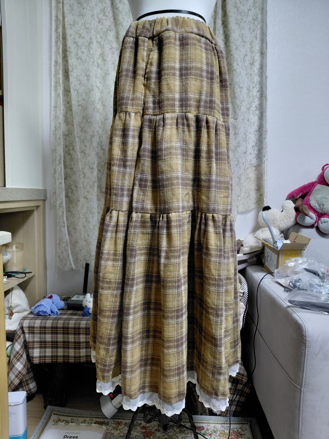 [핸드메이드] 체크 캉캉 롱 스커트 상품이미지4