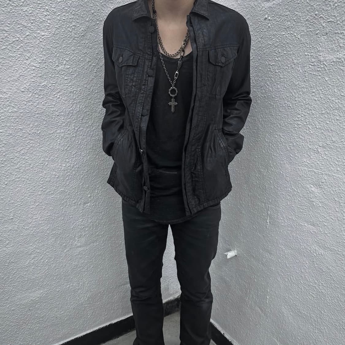 Tornado mart waxed black jacket 상품이미지5