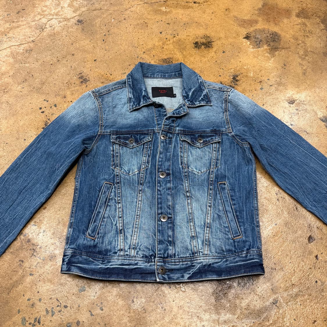 [ 정품/90 ] Evisu 에비수 스펠 워싱 데님 트러커 청자켓 상품이미지3