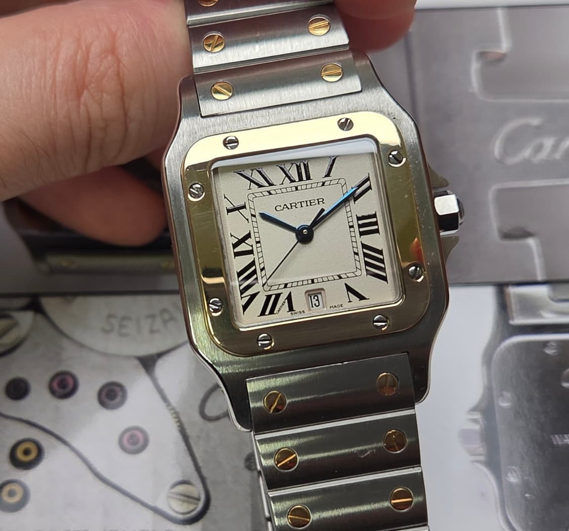 까르띠에 산토스 갈베 후기형 Ref.1566 18K콤비 쿼츠 남성용 (감 상품이미지10