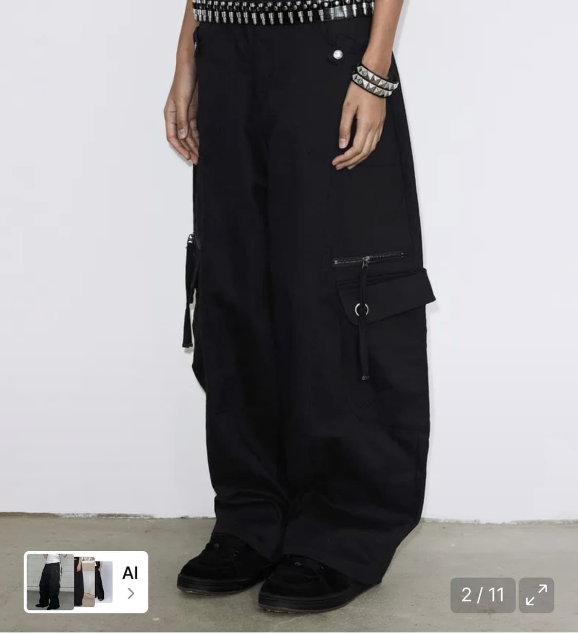 팬시클럽 크로스 포켓 카고 팬츠 (BLACK) 상품이미지2