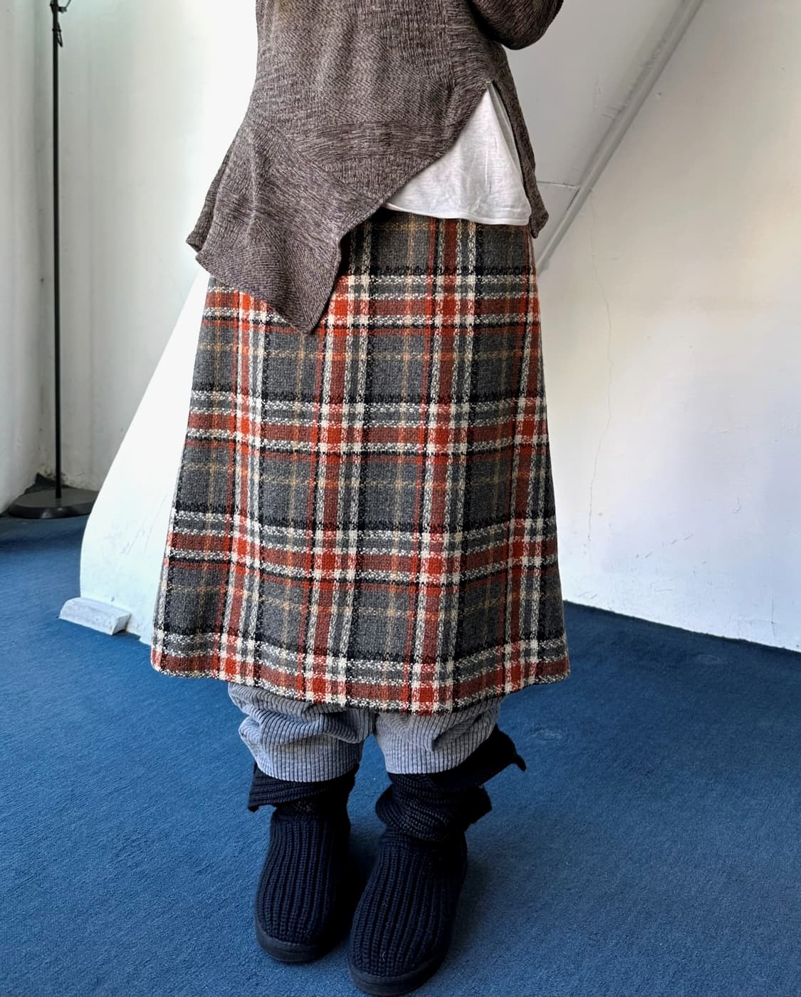 Tweed check fabric wide skirt 상품이미지10