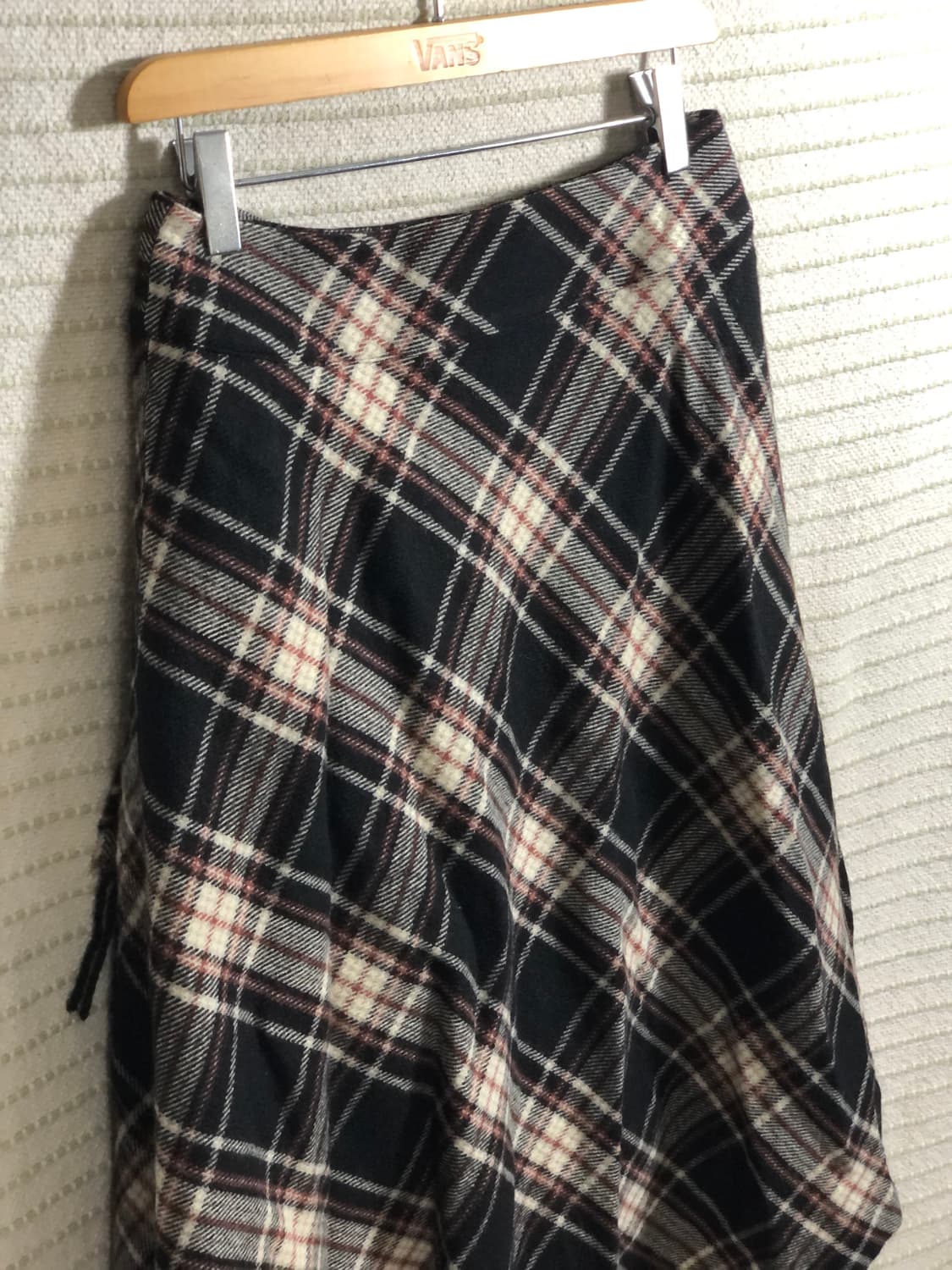 일본 빈티지 울 체크 패턴 미디엄 롱 스커트 상품이미지4
