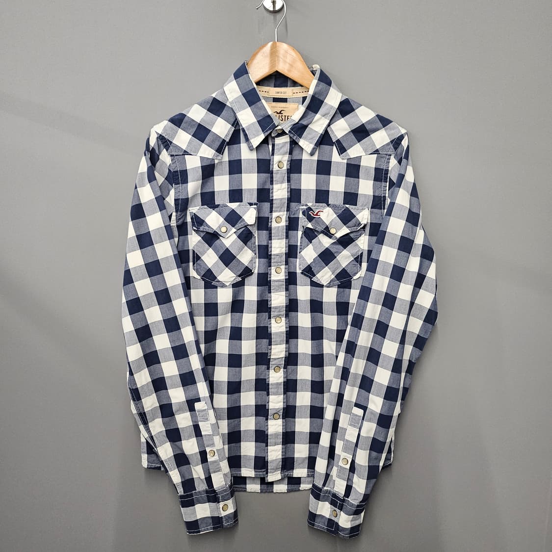홀리스터 네이비 체크 버튼 셔츠 상품이미지1