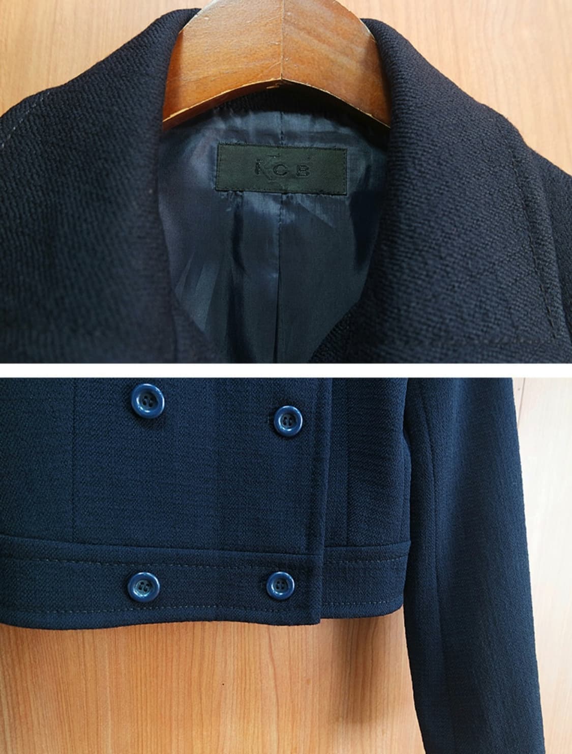i c b 울 100%   네이비 더블 버튼 숏 자켓 상품이미지3