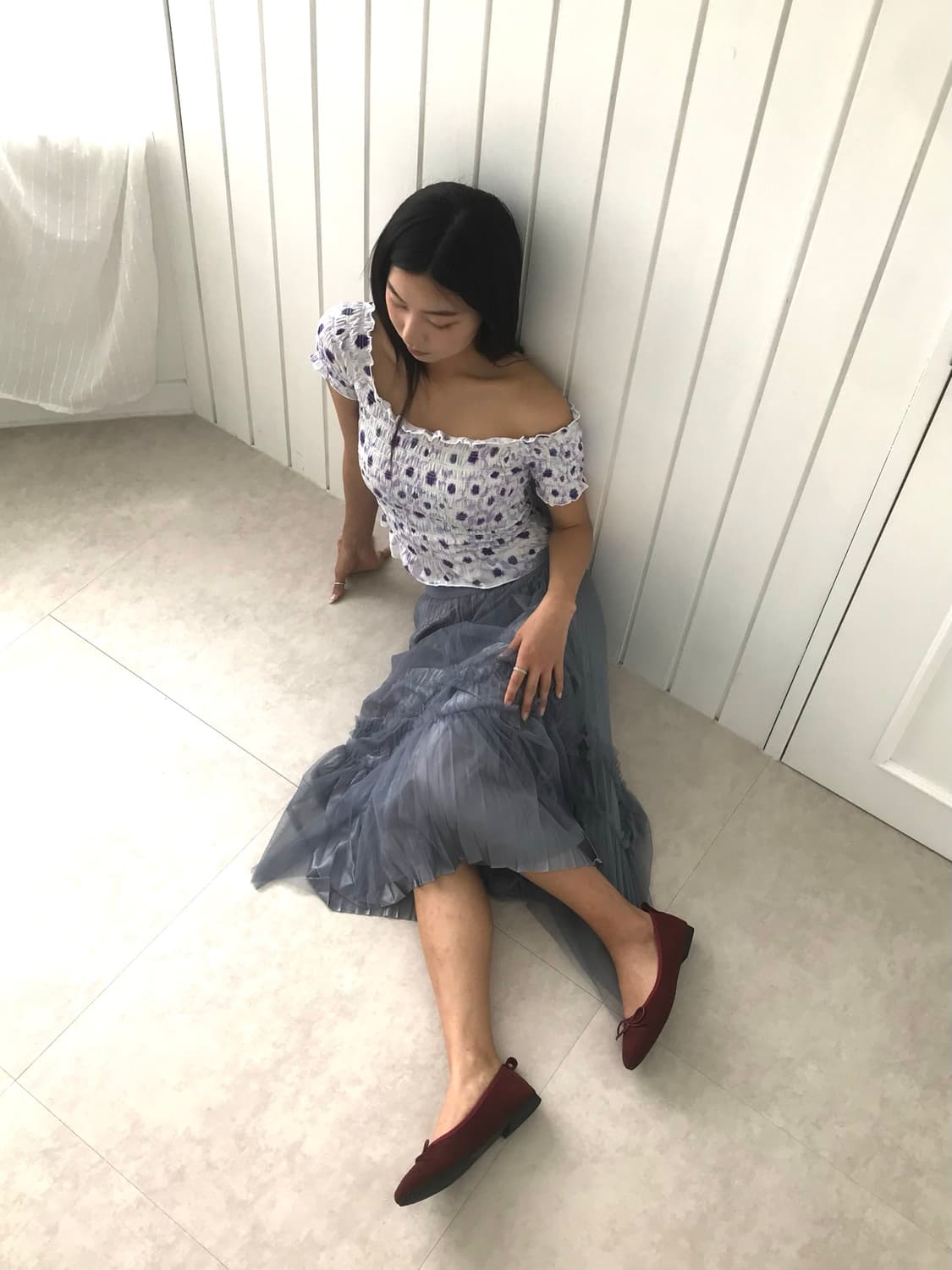 Purple water flower top 상품이미지4