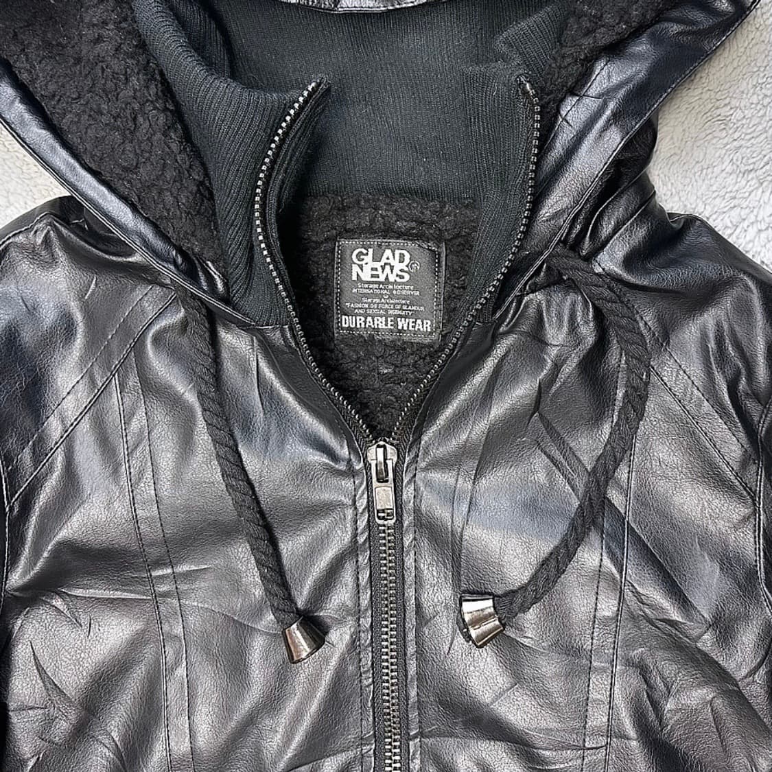 Glad news crop leather jaket 상품이미지5