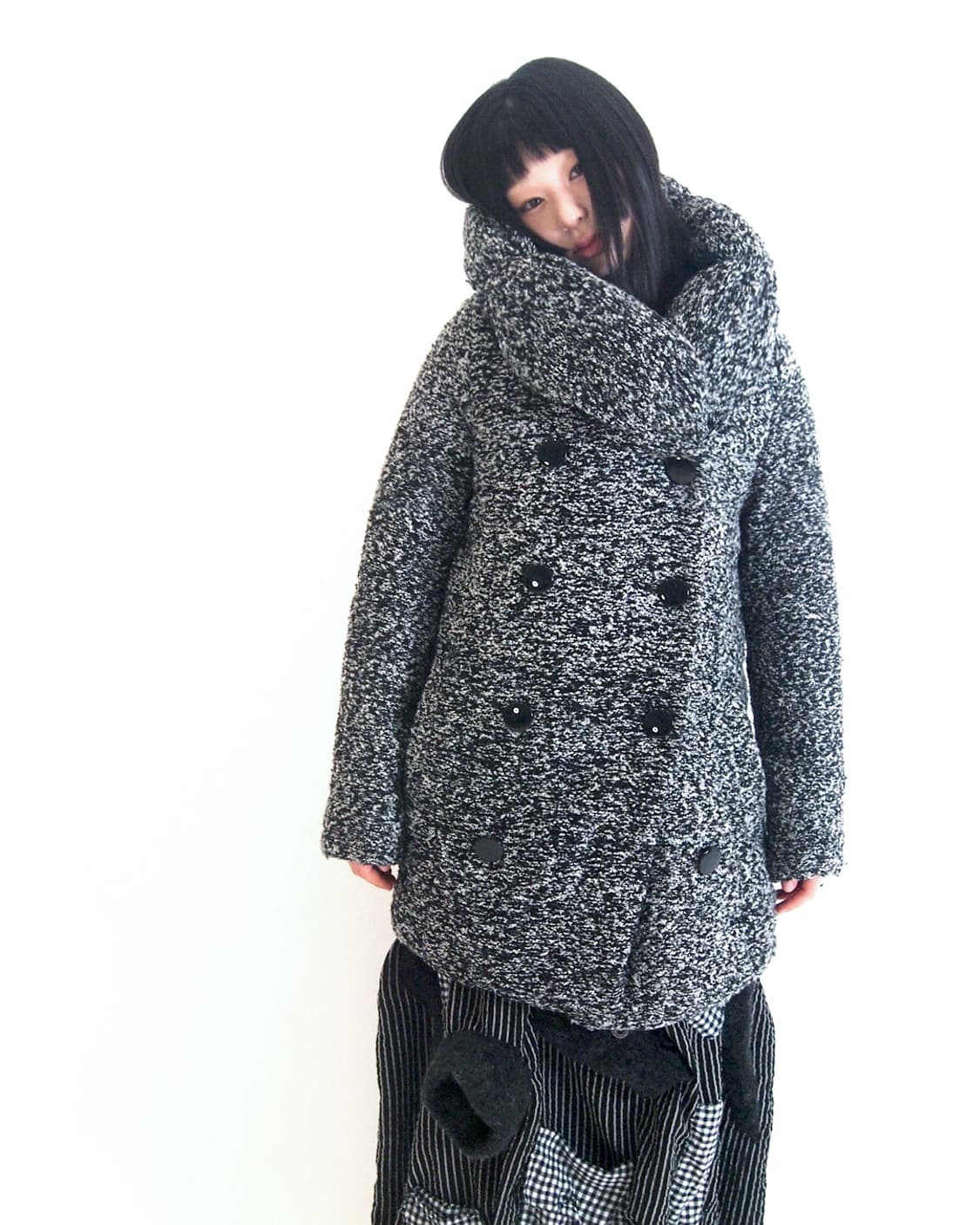 Cloud puff collar thick bokashi coat 상품이미지1