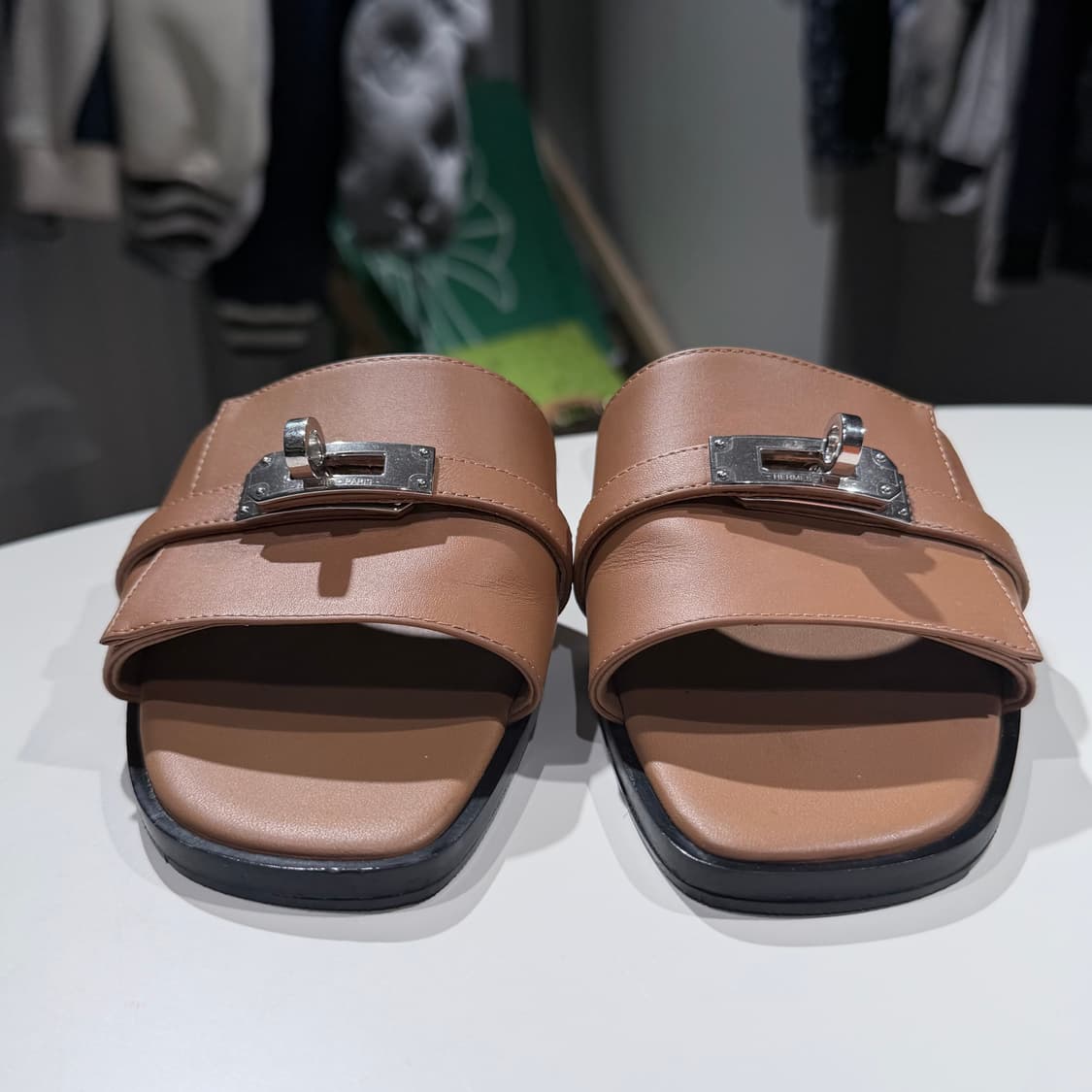 (A/36) / 에르메스 켈리 버클 줄리아 레더 가죽 샌들 슬리퍼 상품이미지3