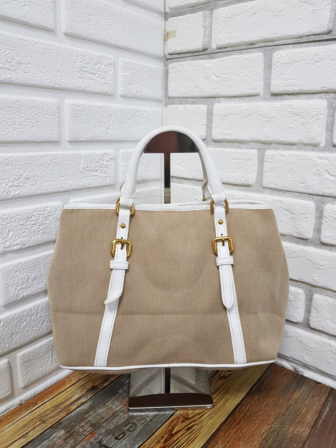 [정품] 프라다 빅로고 캔버스 스몰토트백 상품이미지2