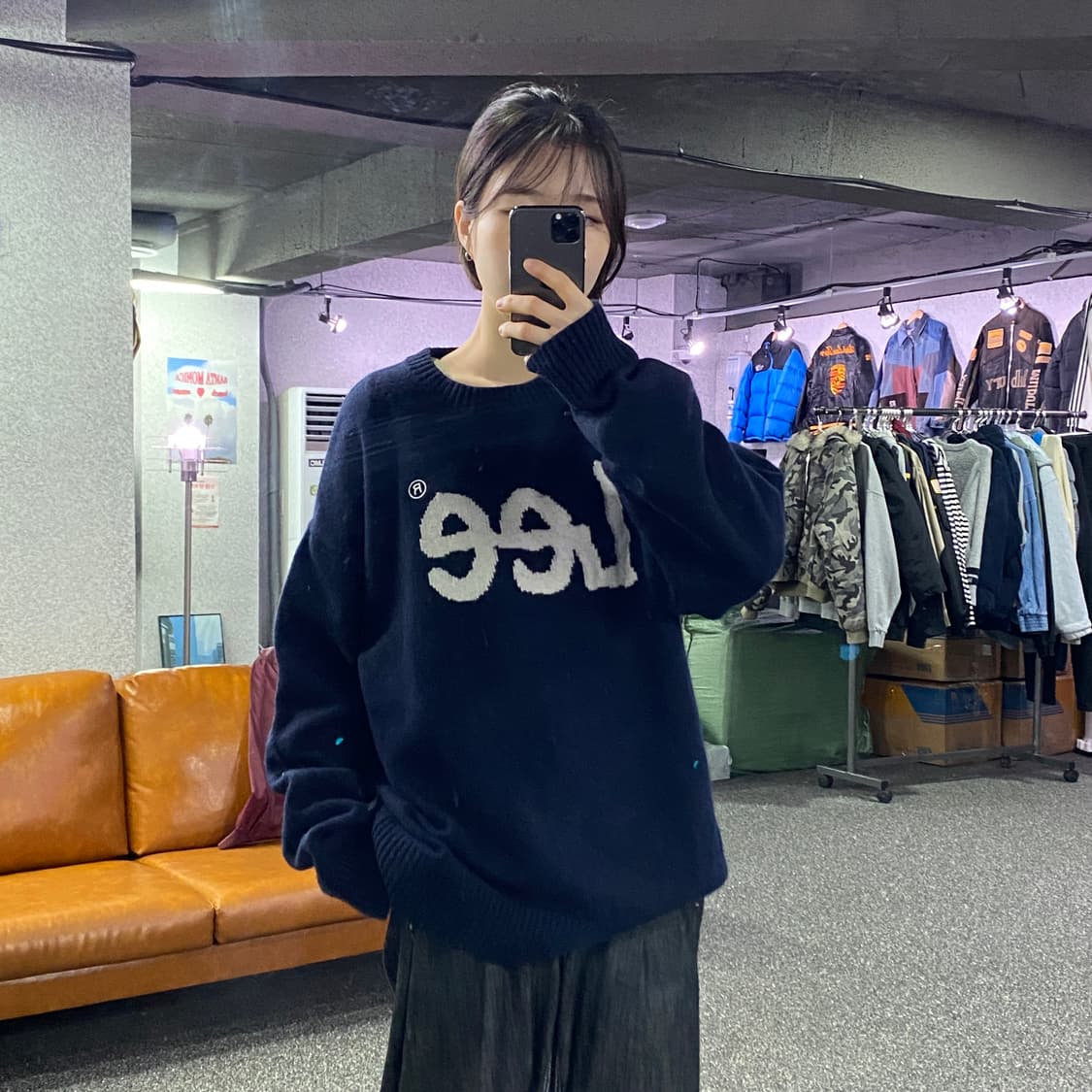 LEE 빅로고 네이비 니트 B3548 상품이미지1