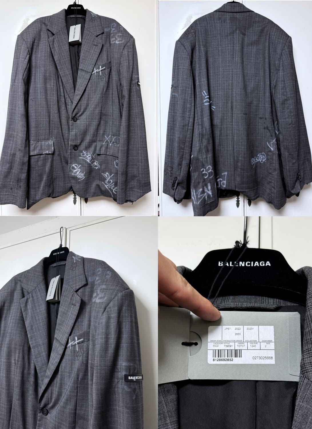 발렌시아가 22ss 스케이터 테일러링 셋업 그레이 2, XS 상품이미지9