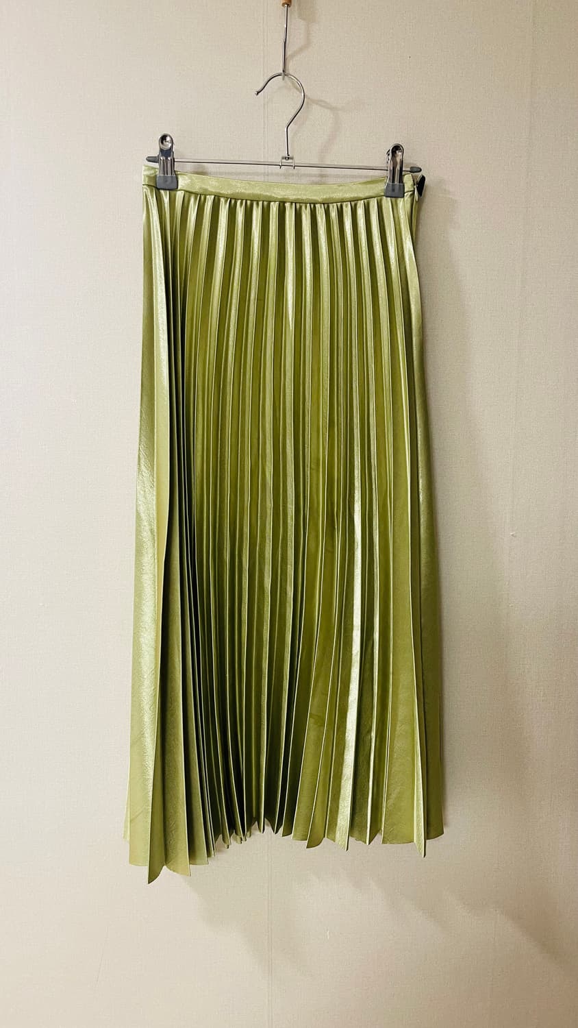 페이퍼문 올리브 플리츠 롱 새틴 스커트 55 상품이미지5