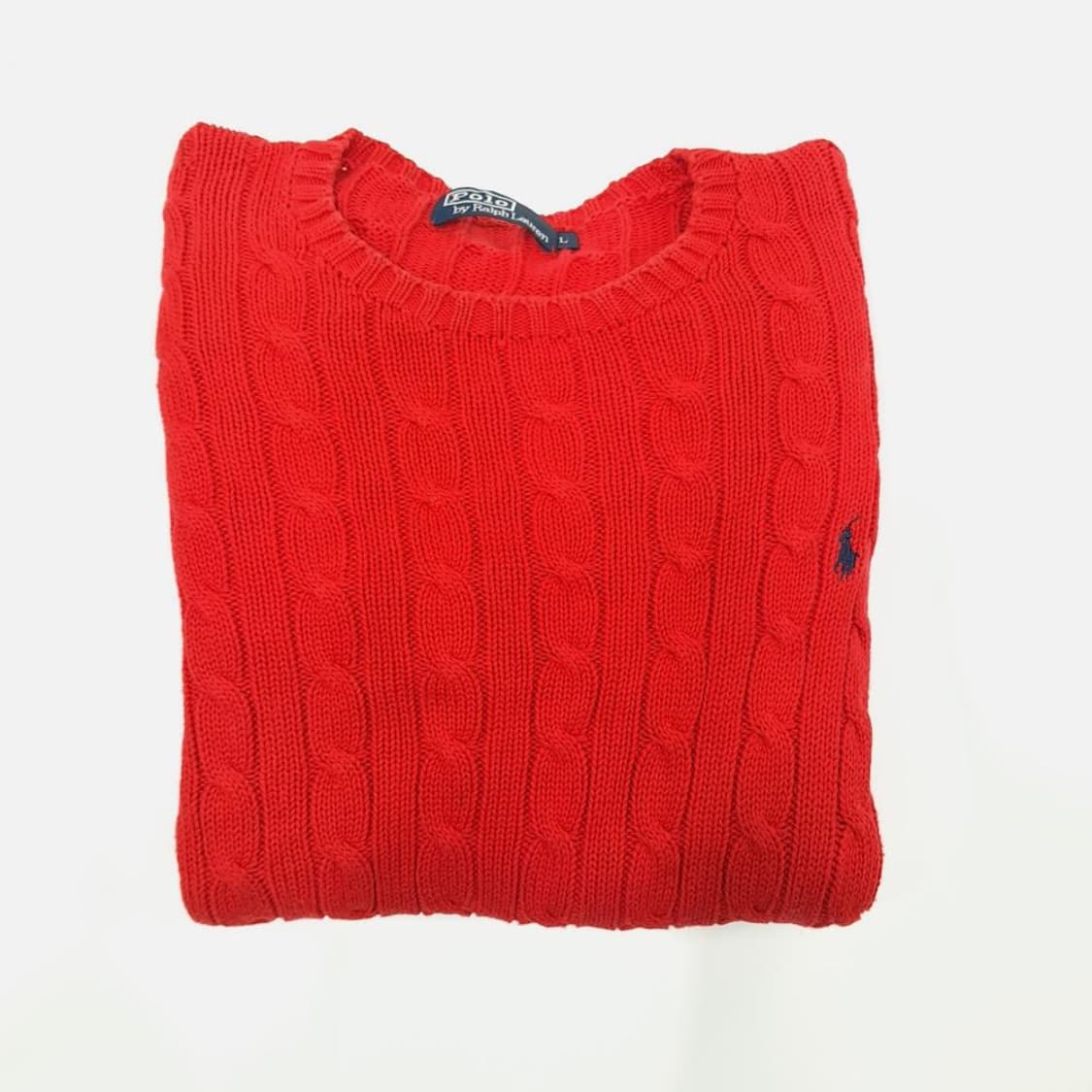 (CS830)L 폴로 꽈배기 레드 케이블 라운드 니트 스웨터knit 상품이미지7