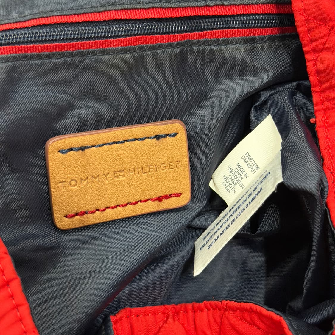 타미힐피거 빈티지 복조리 스트링 퀄팅 포켓 백팩 가방 레드 상품이미지5