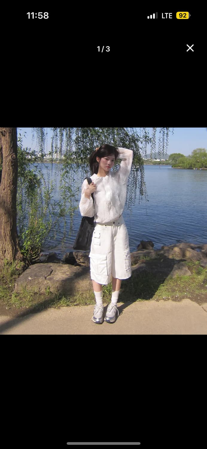 모디무드 클루 카고 버뮤다 팬츠 화이트 M 상품이미지1