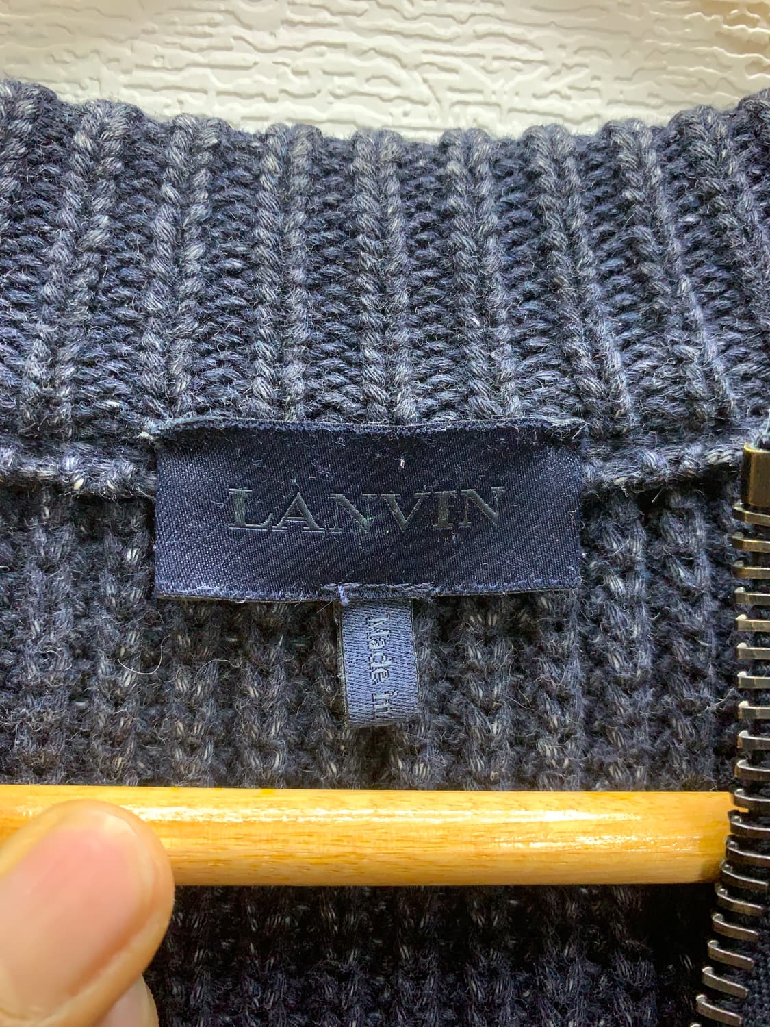 랑방 니트 집업 가디건 네이비 상품이미지5