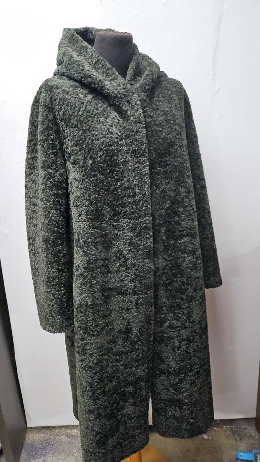 후드 양면 무스탕 롱 코트 그린 L 상품이미지2