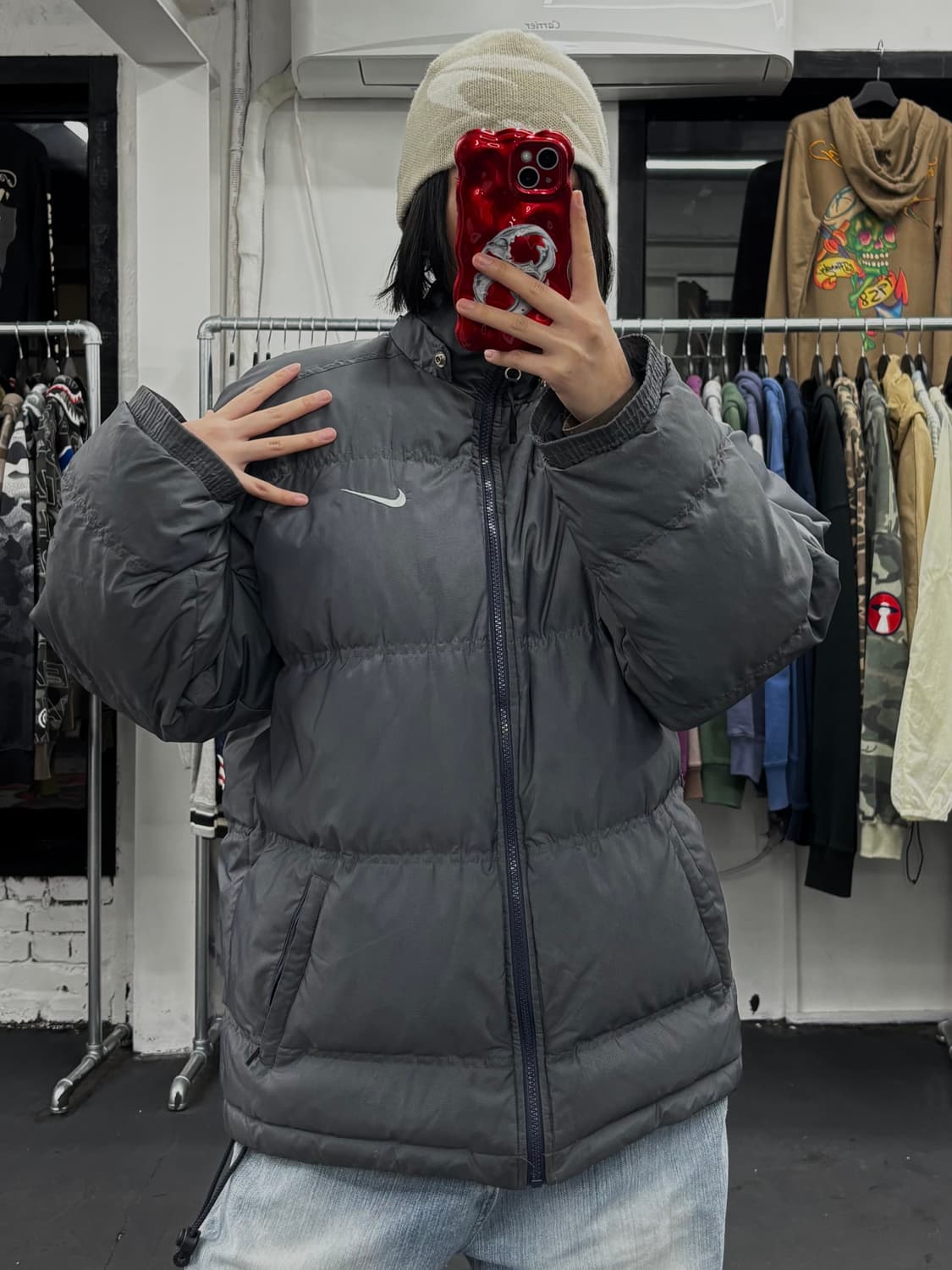 00s 나이키 덕다운 그레이 패딩 상품이미지3