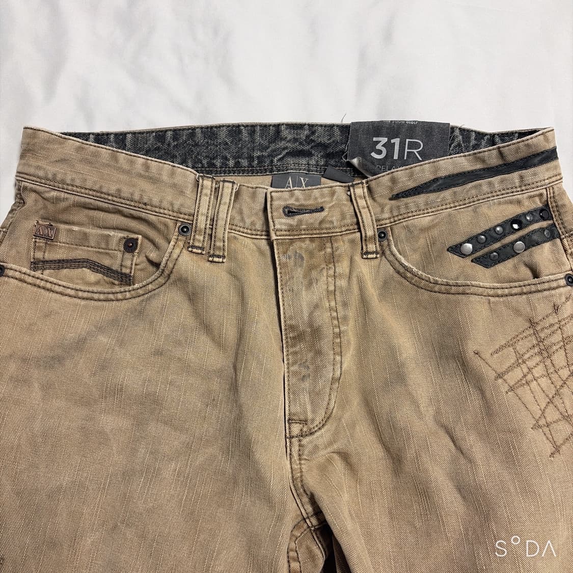 Armani Exchange 아르마니 베이지 부츠컷 워싱 데님팬츠 상품이미지6