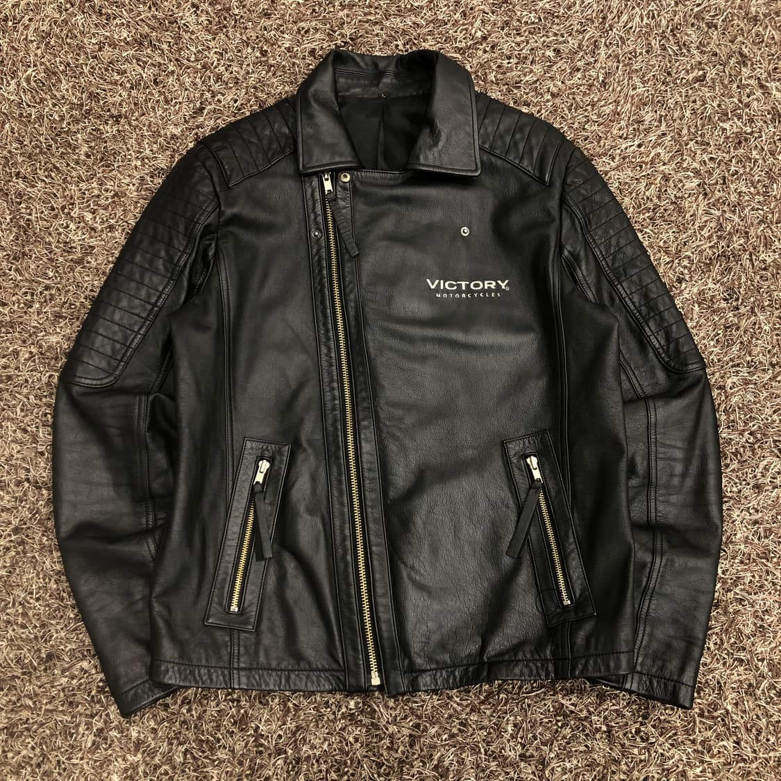 빈티지 Victory Usa 모터사이클 라이더 레더 가죽 자켓 상품이미지3