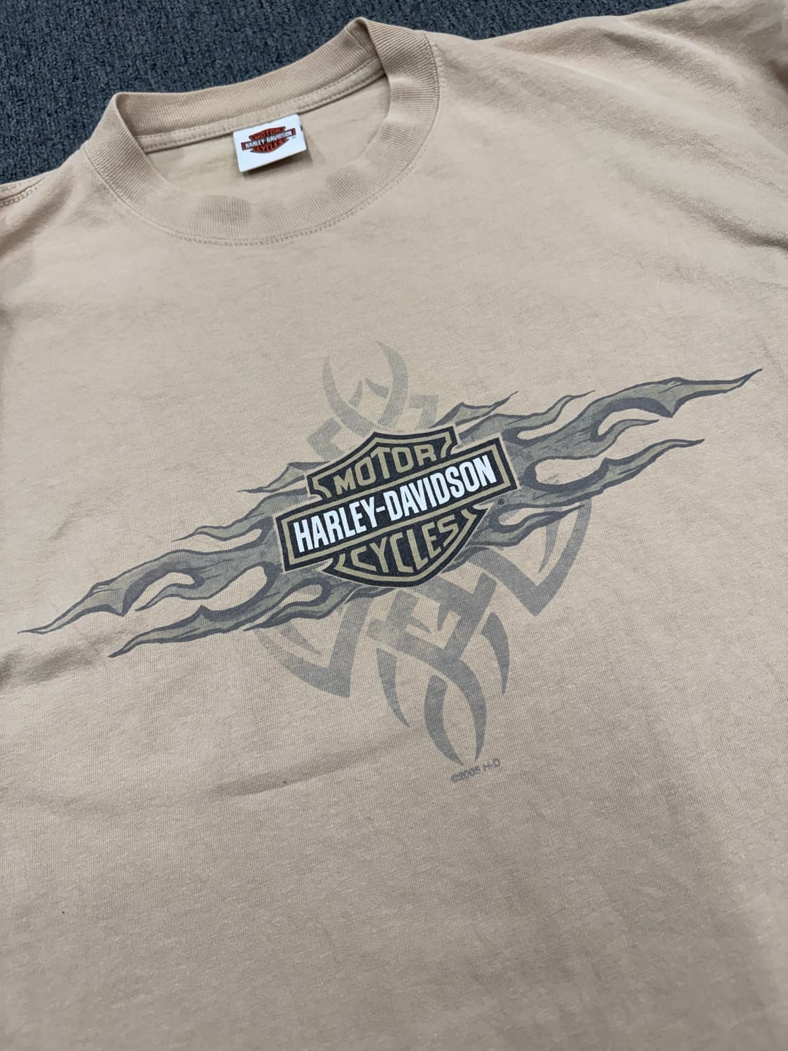 L)00’s할리데이비슨 빈티지 플레임 프린팅 베이지 롱슬리브 상품이미지4