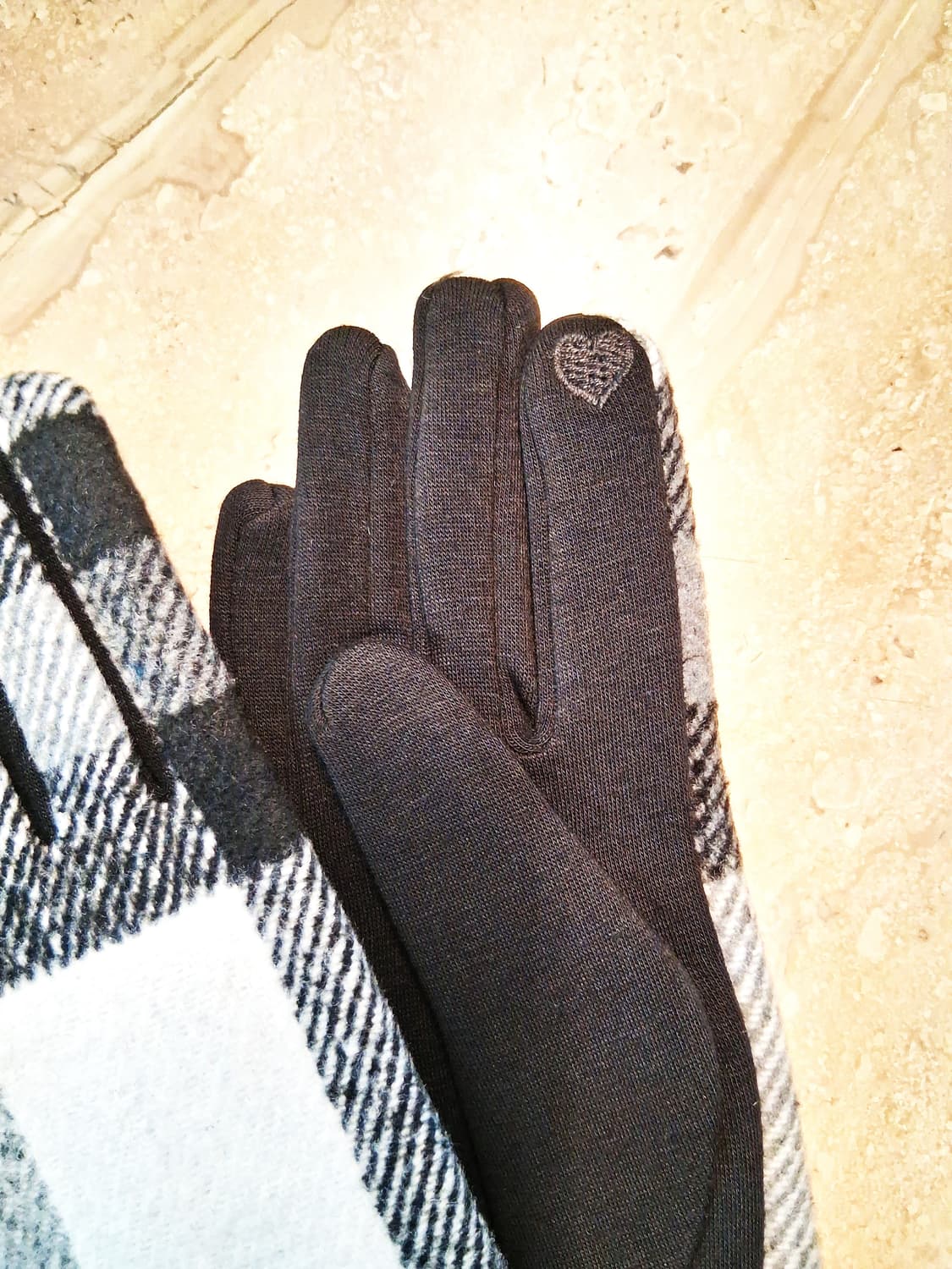 여성용 그레이 체크 장갑 1번 (새상품) 상품이미지7