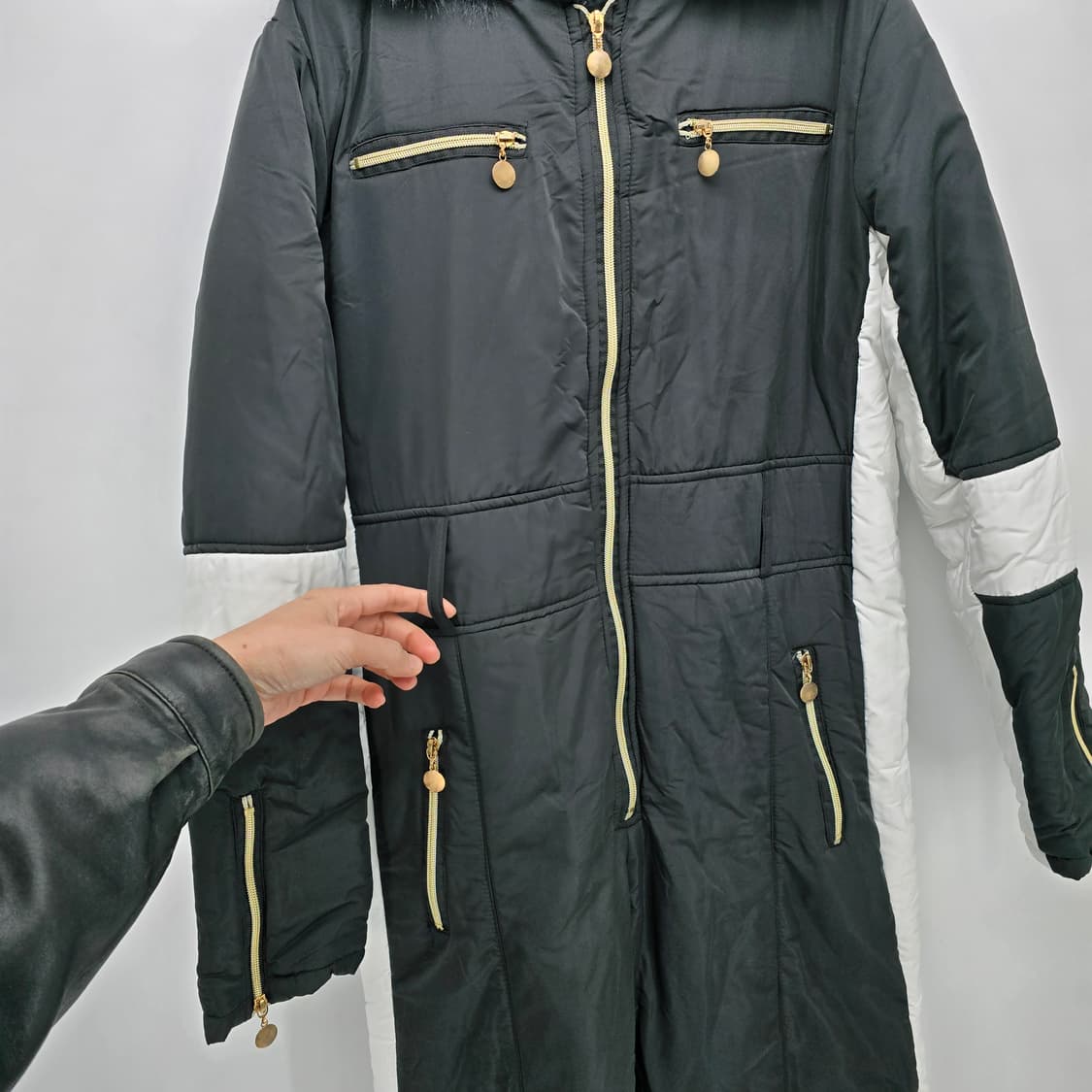 블랙 스키 점프수트 후드 퍼 여성용 상품이미지4