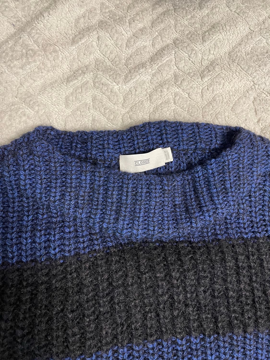 클로즈드(Closed) 다크 블루 블랙 스트라이프 모헤어 앙고라 니트 L 상품이미지3