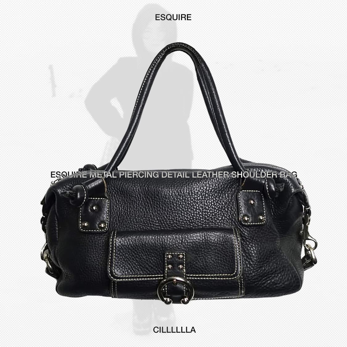 ESQUIRE 메탈 피어싱 디테일 레더 숄더백 상품이미지1