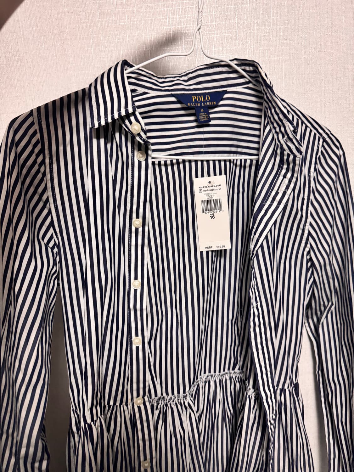 폴로 스트라이프 여성 셔츠 원핏 상품이미지3