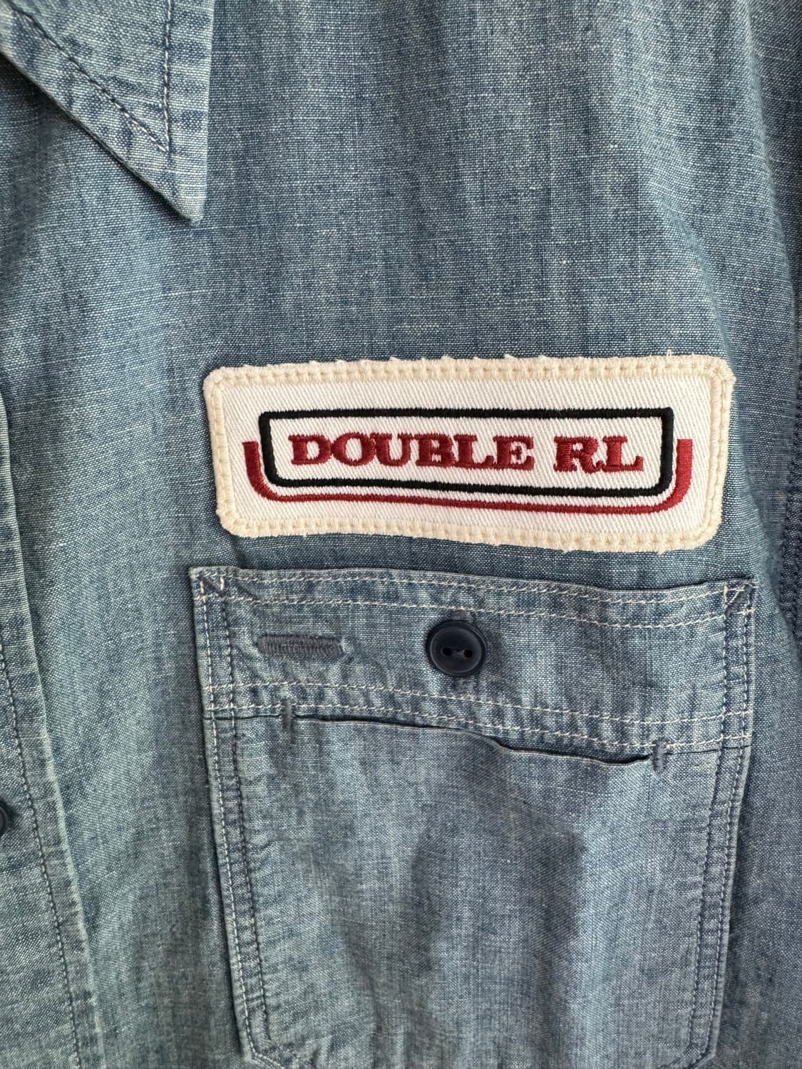 S 더블알엘 임브로이더 샴브레이 자수 셔츠 데님 프린팅 상품이미지3