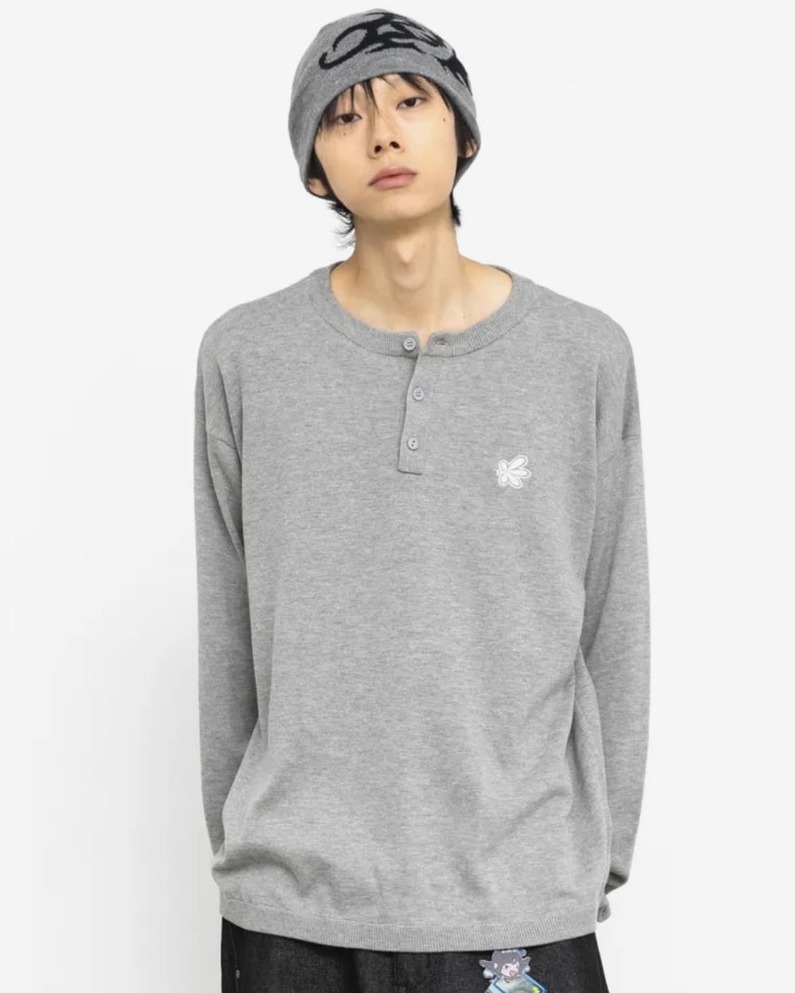 글랙 PMP 라인 아플리케 헨리넥 니트 상품이미지2