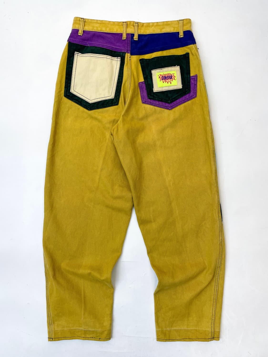 슈페리어 90s 컬러블록 아가일 와이드 테이퍼드 팬츠 상품이미지5