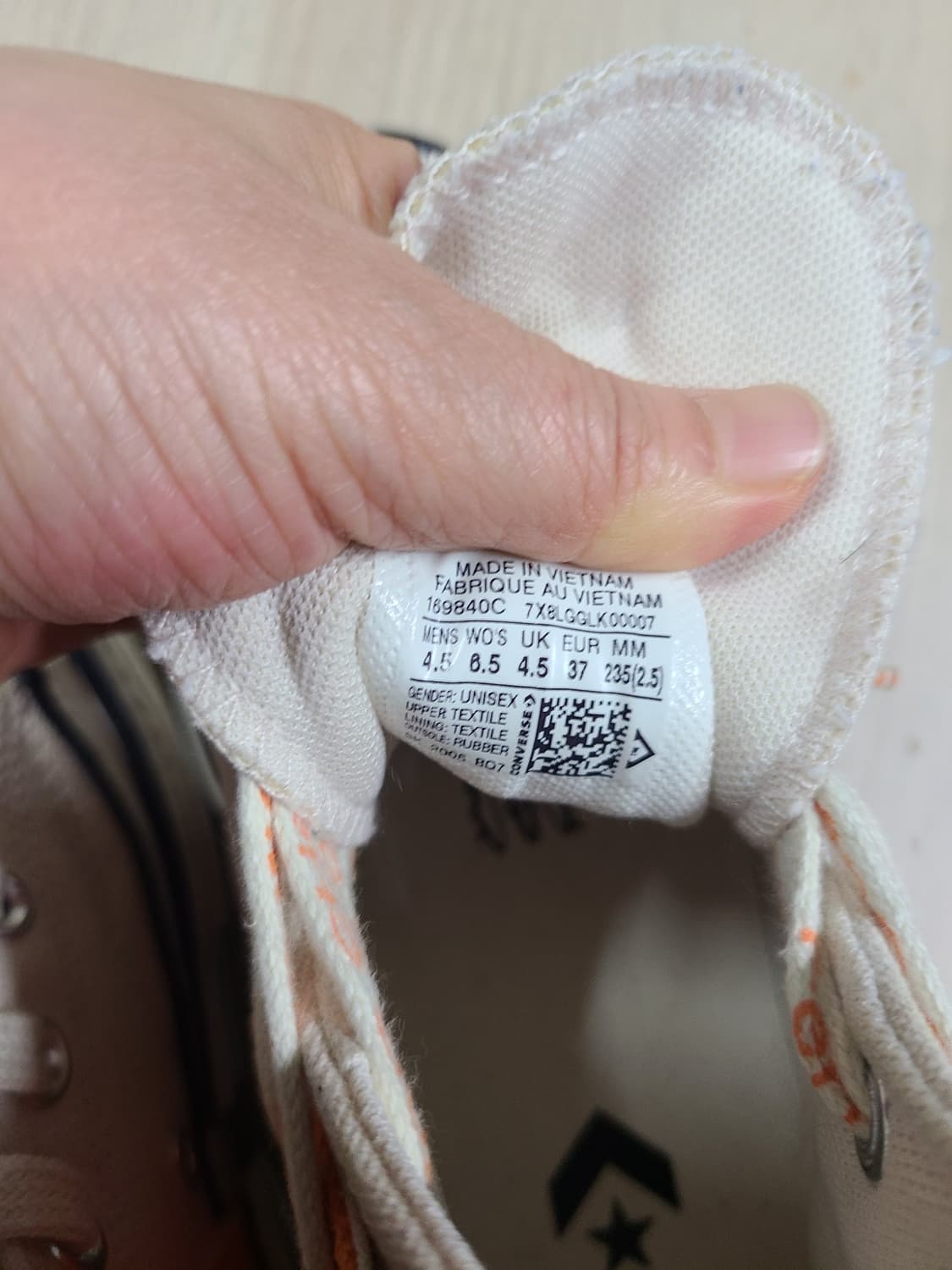 펑첸왕 컨버스 척테일러 하이탑 베이지 오렌지  235 상품이미지7