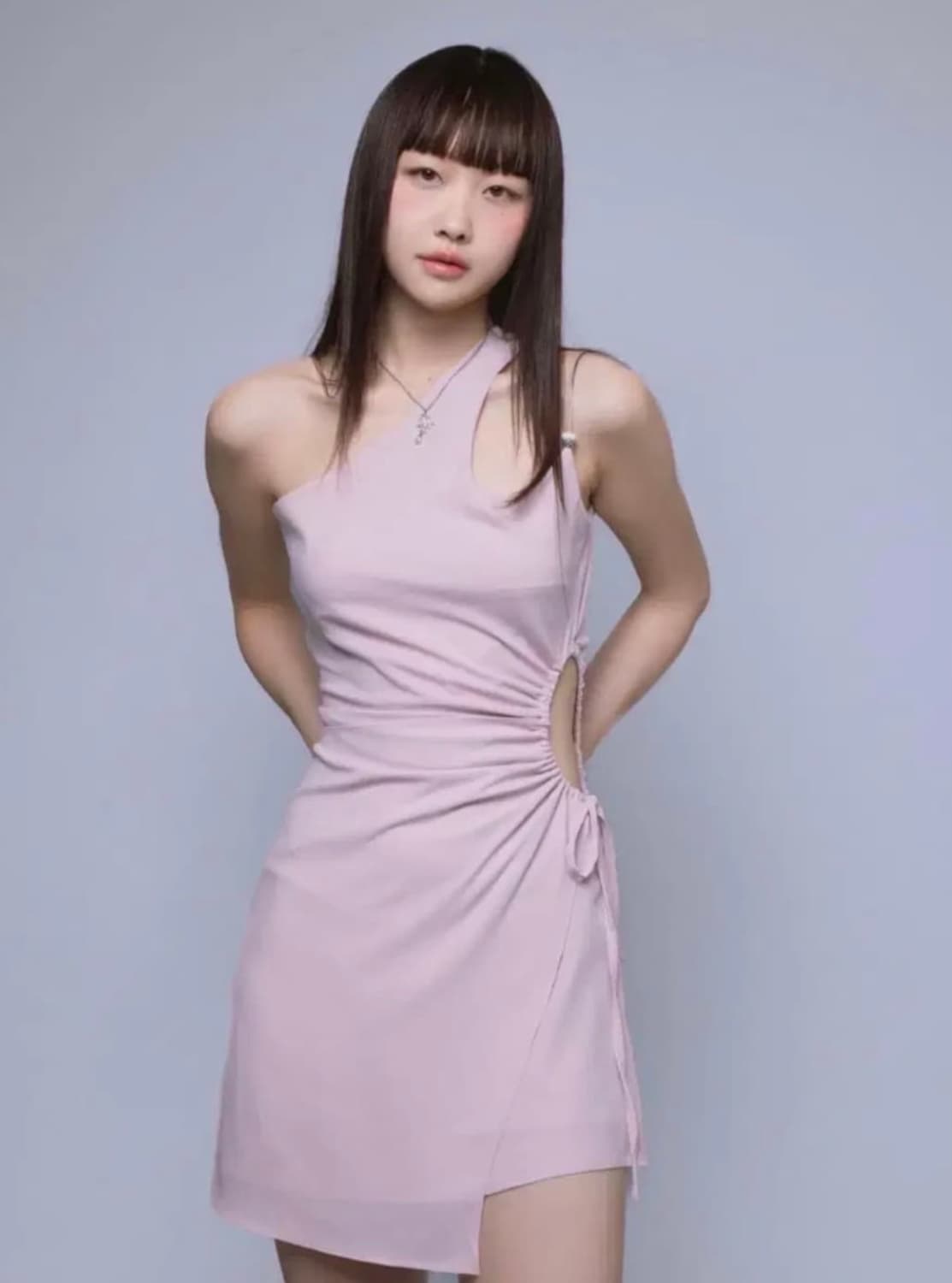 뉴얼린 퓨어 셔링 쉬폰 비즈 원피스 핑크M 상품이미지1