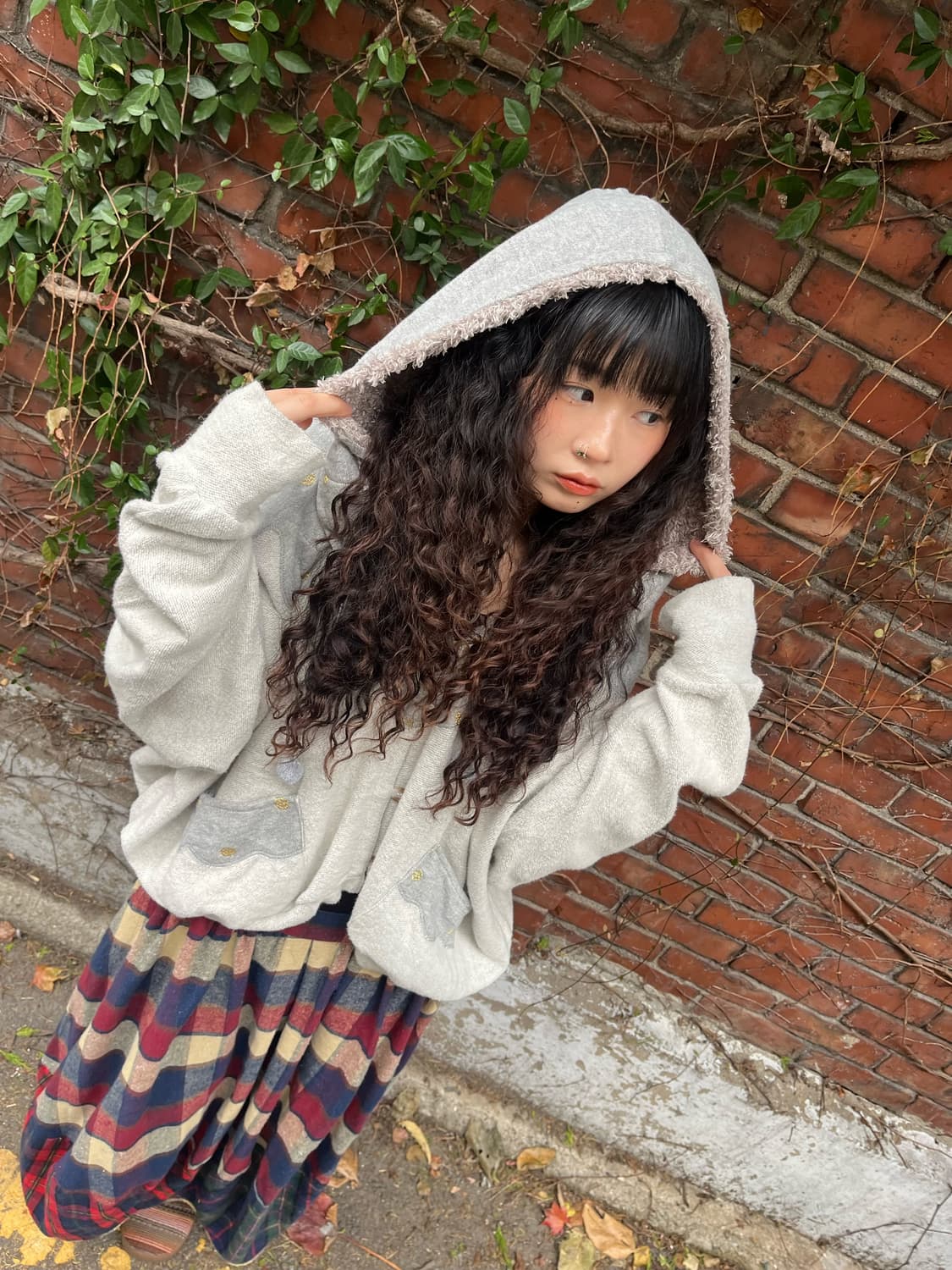 가오리핏 그레이 후드 아우터 상품이미지1