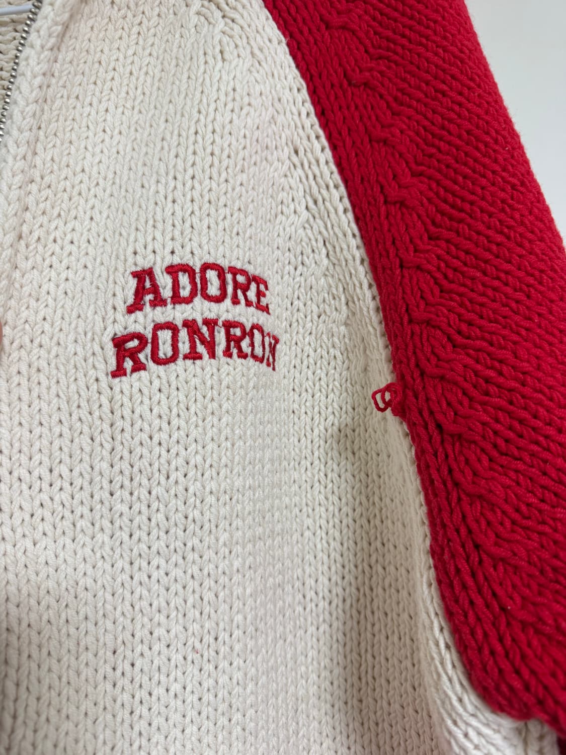 론론 88 코위찬 니트 집업 크림 레드 free 상품이미지5