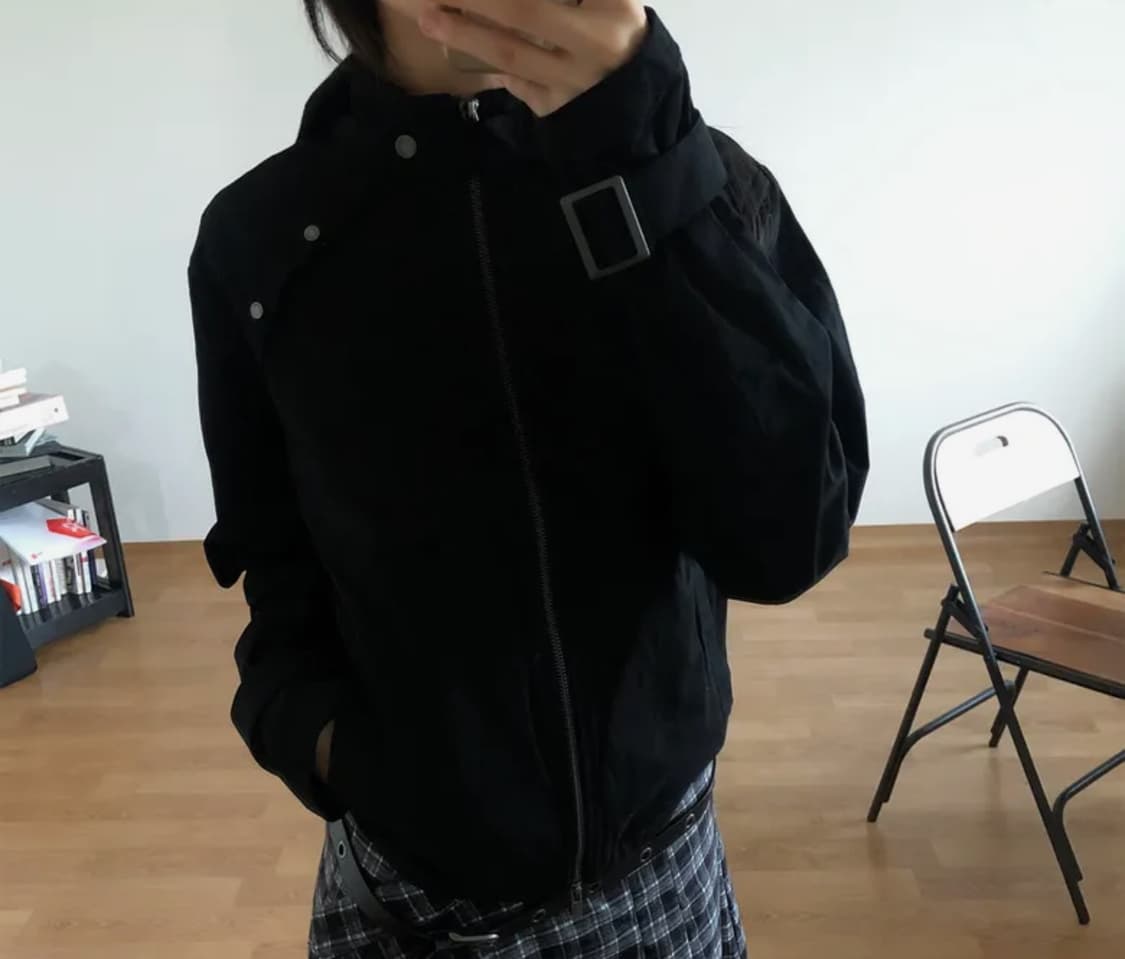 플레이스 스튜디오 하이넥 스탠다드 스트랩 비조 포인트 블루종 집업 자켓 상품이미지1