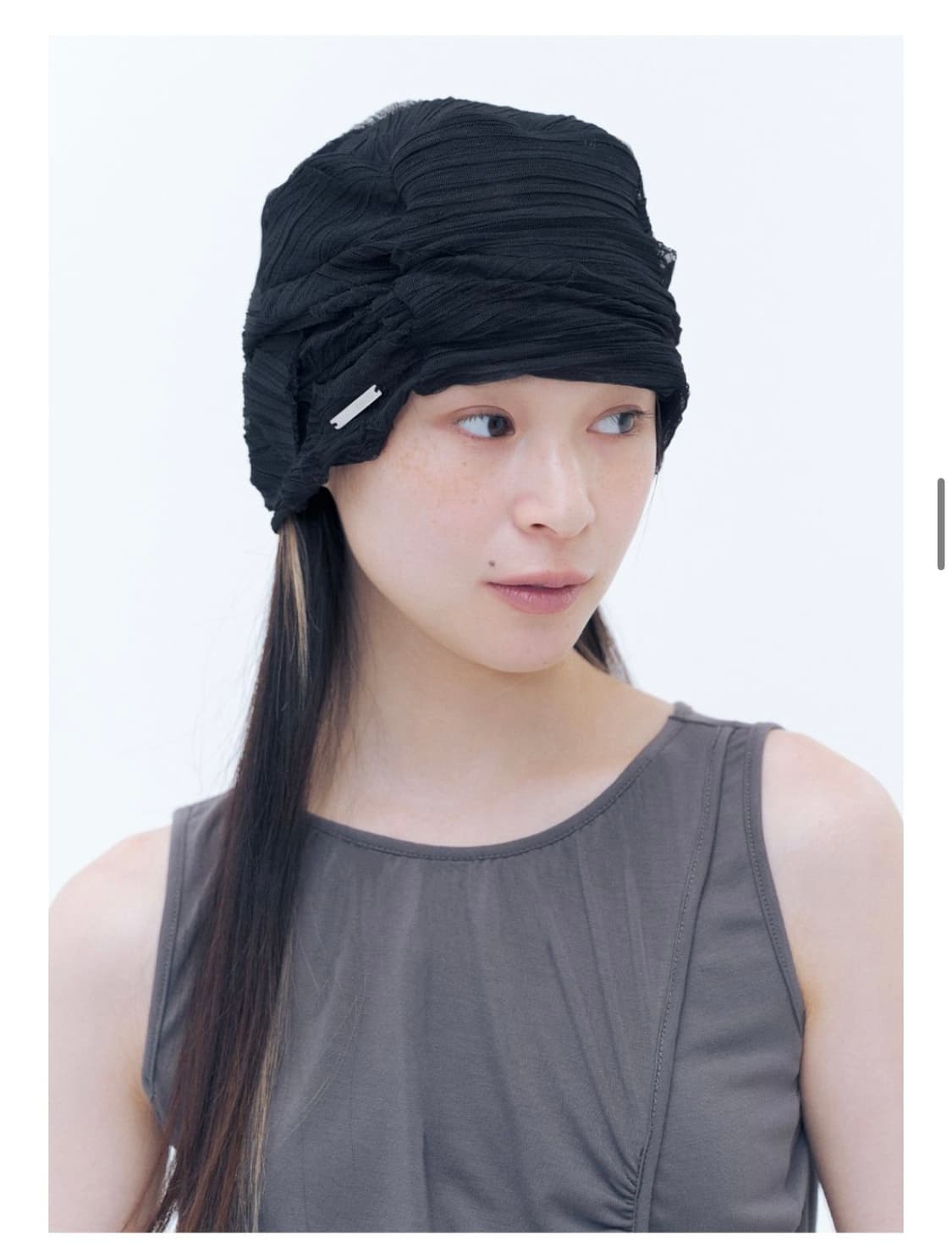 미세키서울 Sheer turban beanie BLACK 상품이미지2