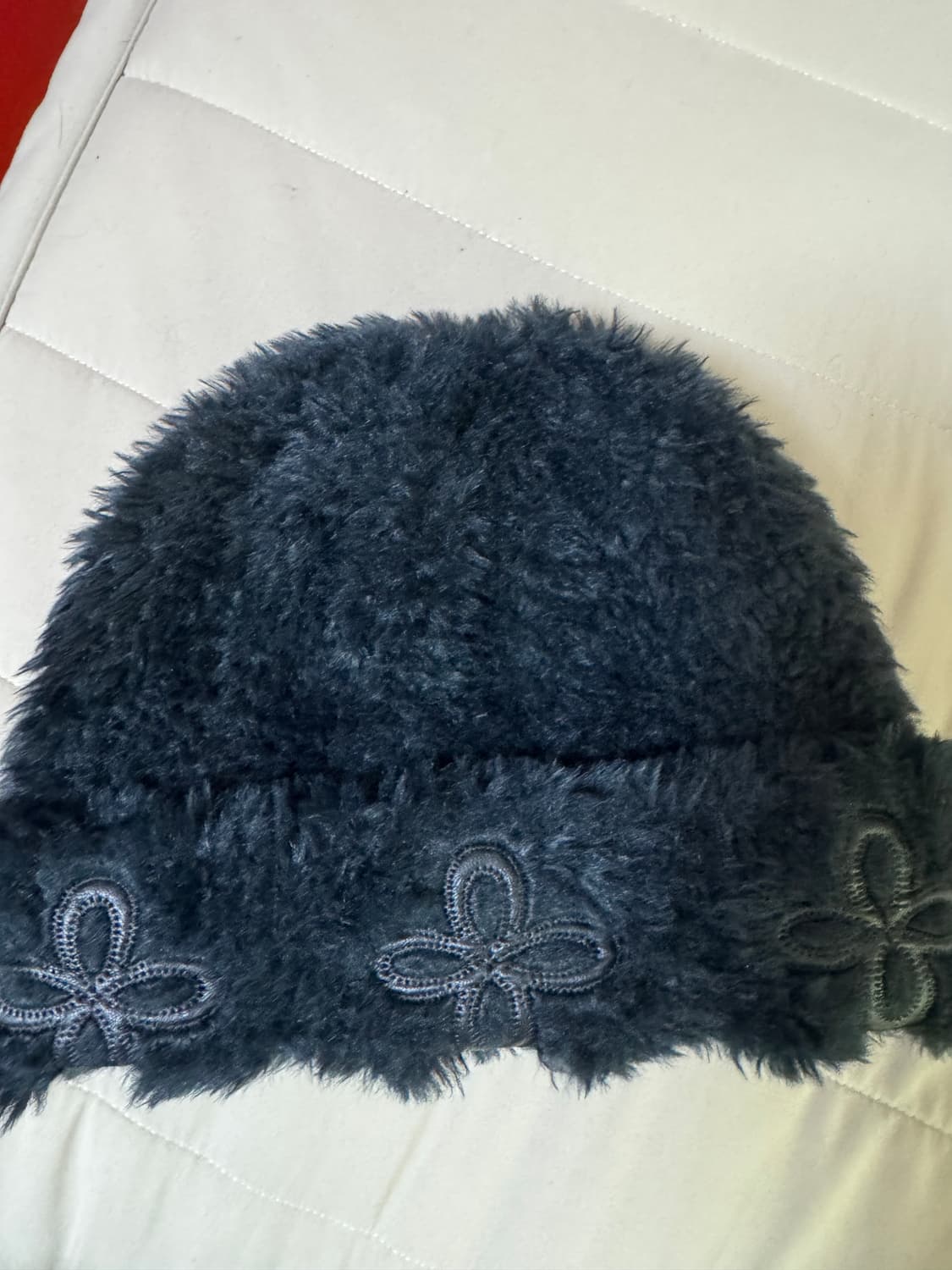 써저리 레더 패치 퍼 비니 블랙 상품이미지1