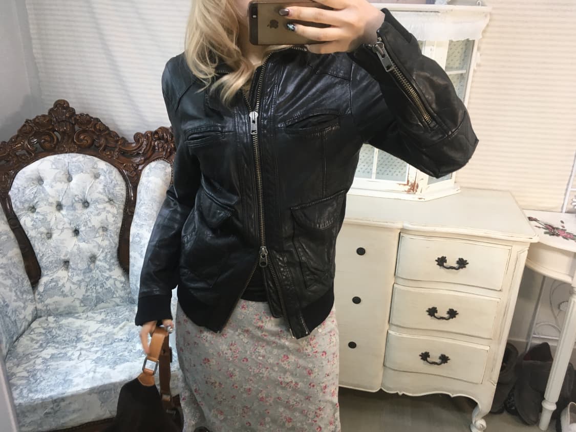 japanese vintage black leather bomber jk 상품이미지5