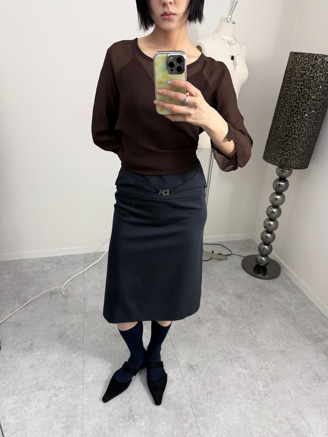 Agnes  B. 아네스 베 오피스코어 미디 스커트 상품이미지2