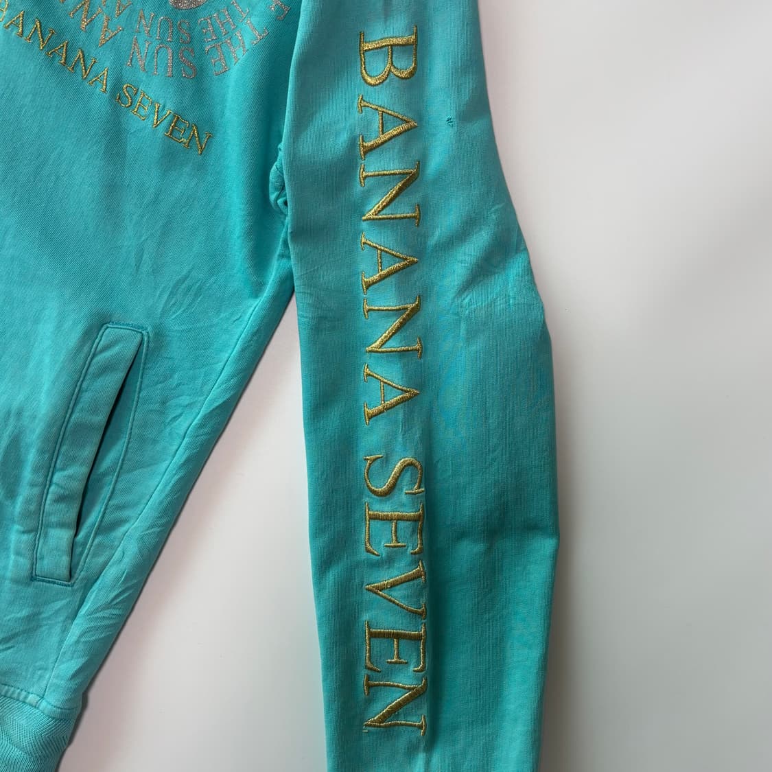 바나나세븐 글리터 로고 민트 후드 집업 상품이미지6