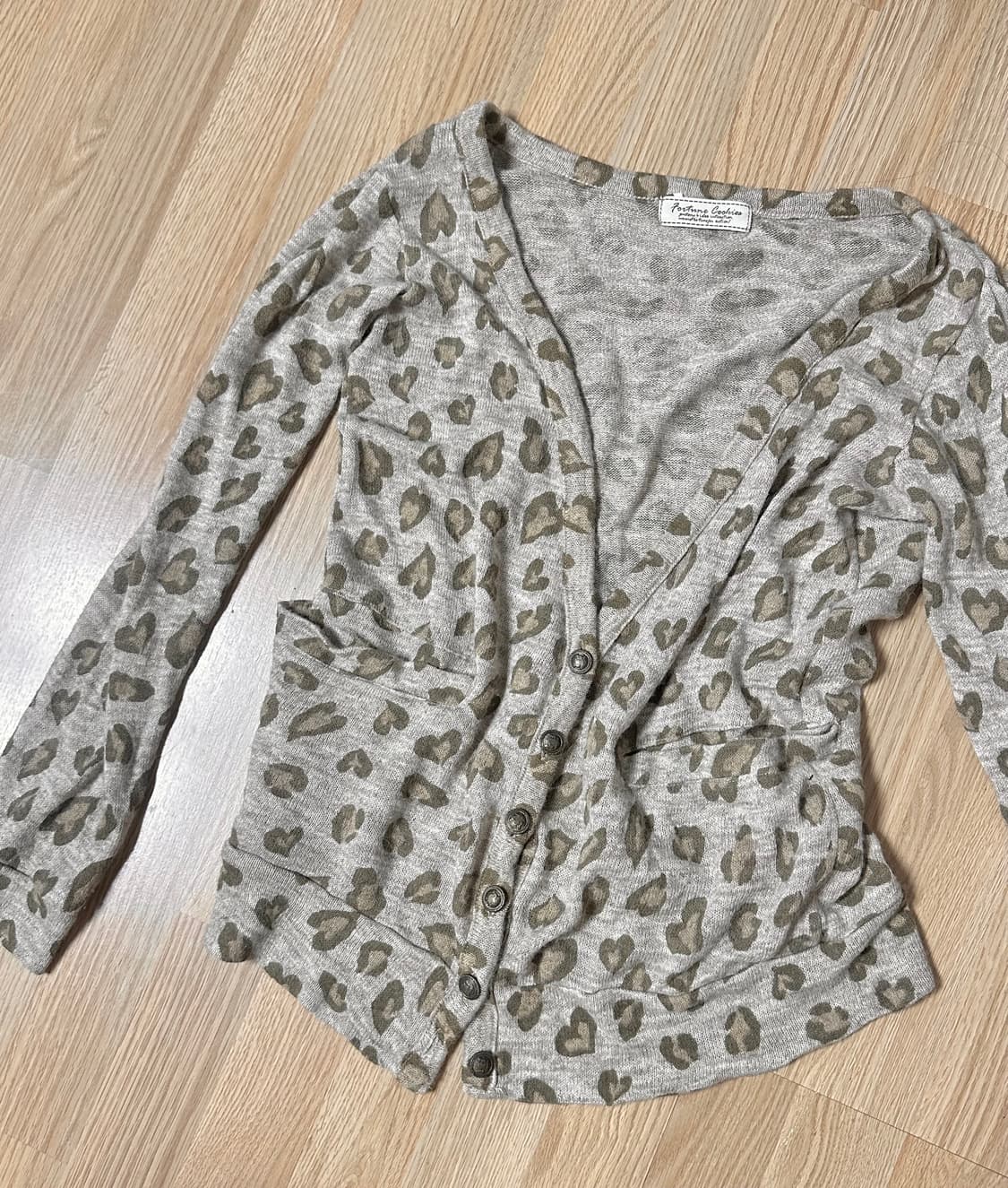 오네갸루 하트 호피패턴 루즈핏 가디건  상품이미지1