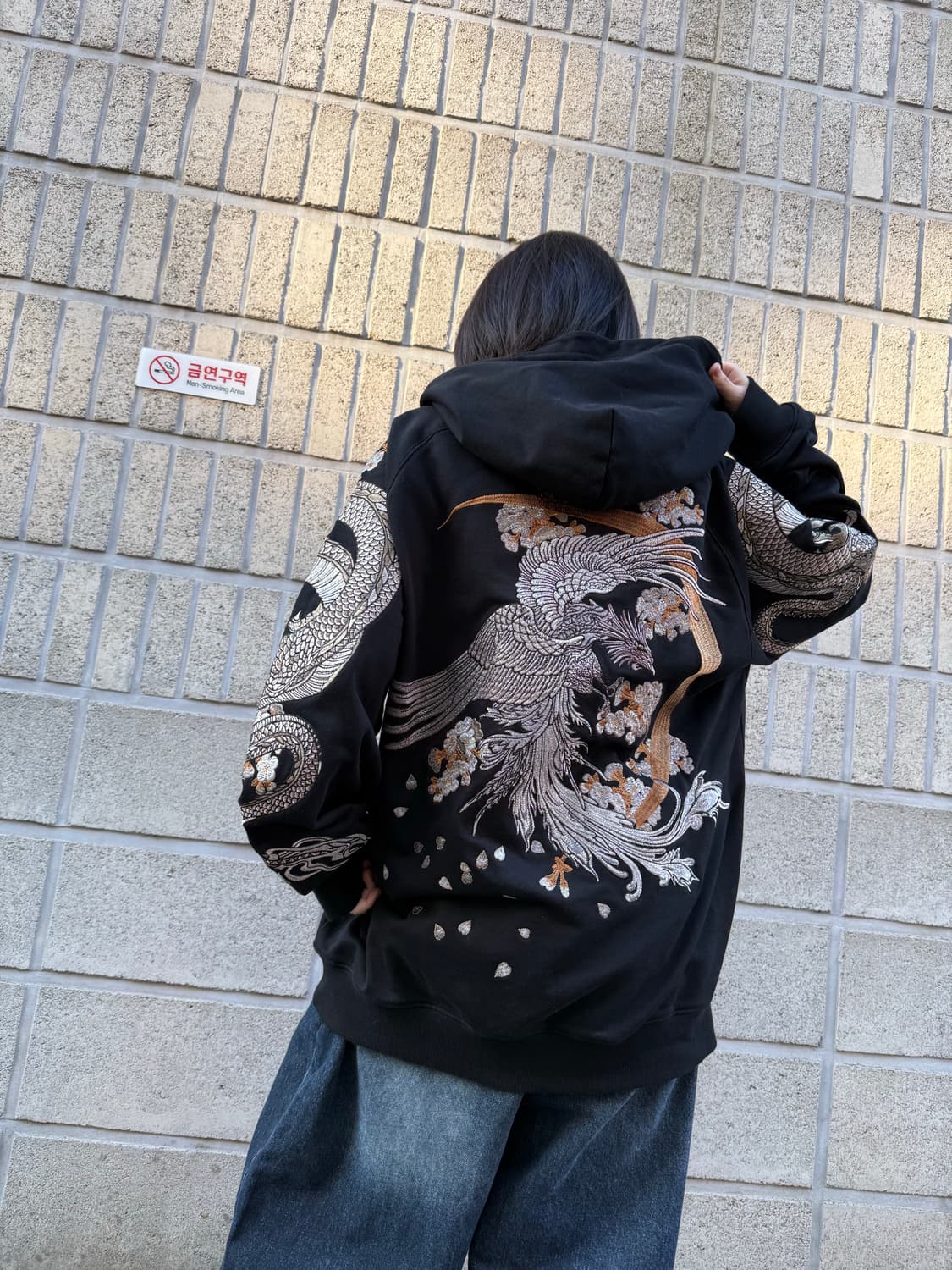 사토리 오버핏 오리엔탈 자수 후드티 상품이미지10