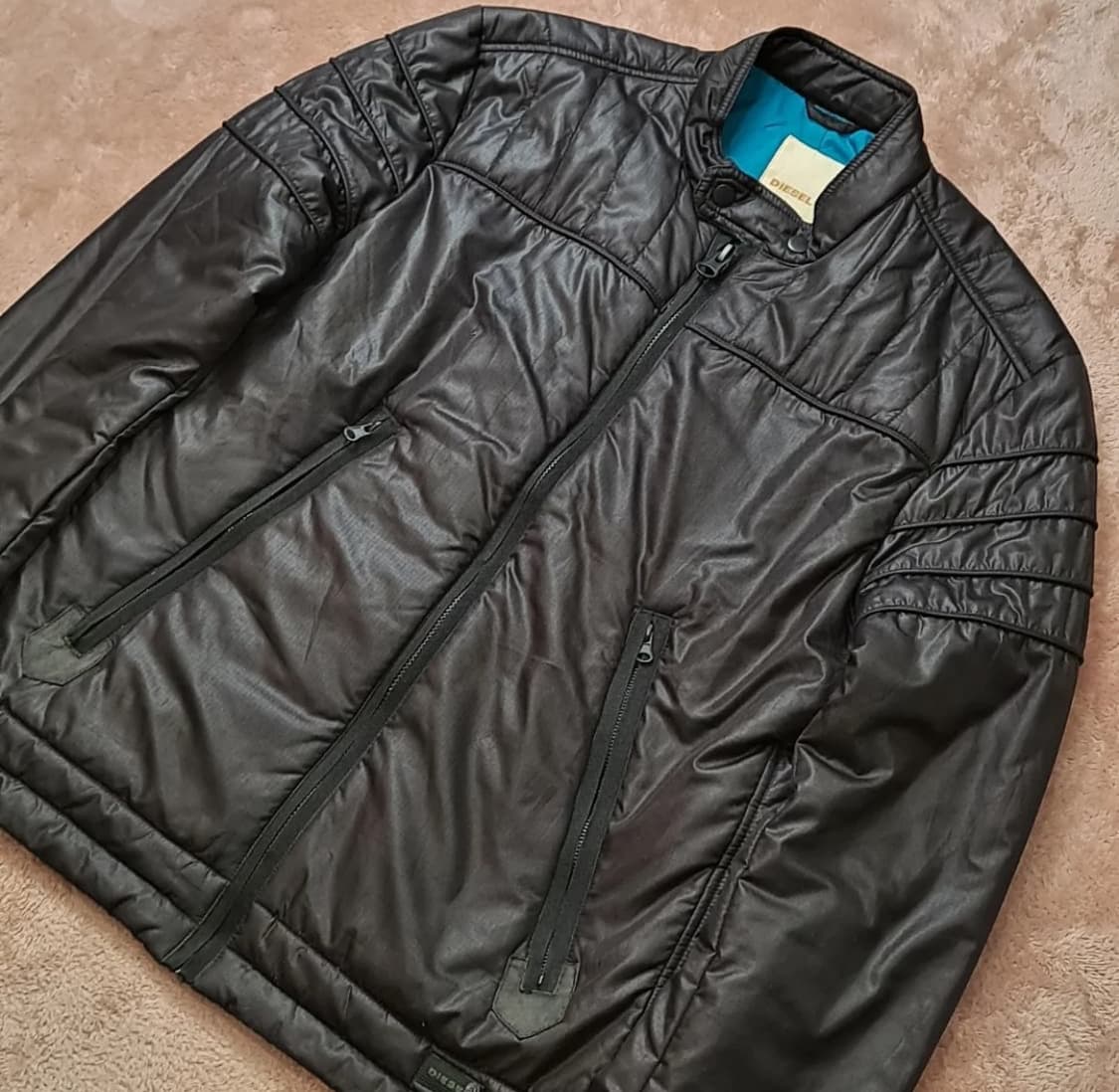 [디젤] 블랙 라이트다운 경량 바이커 패딩 자켓 상품이미지4