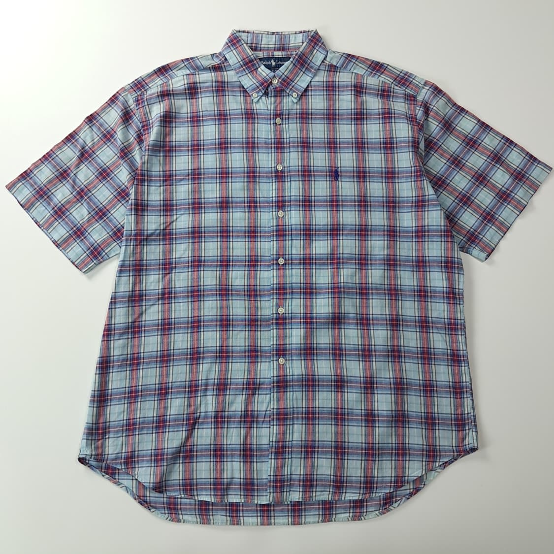 CK650 XL 폴로 90s 스카이블루 매드라스체크 반팔 셔츠 남방 상품이미지1