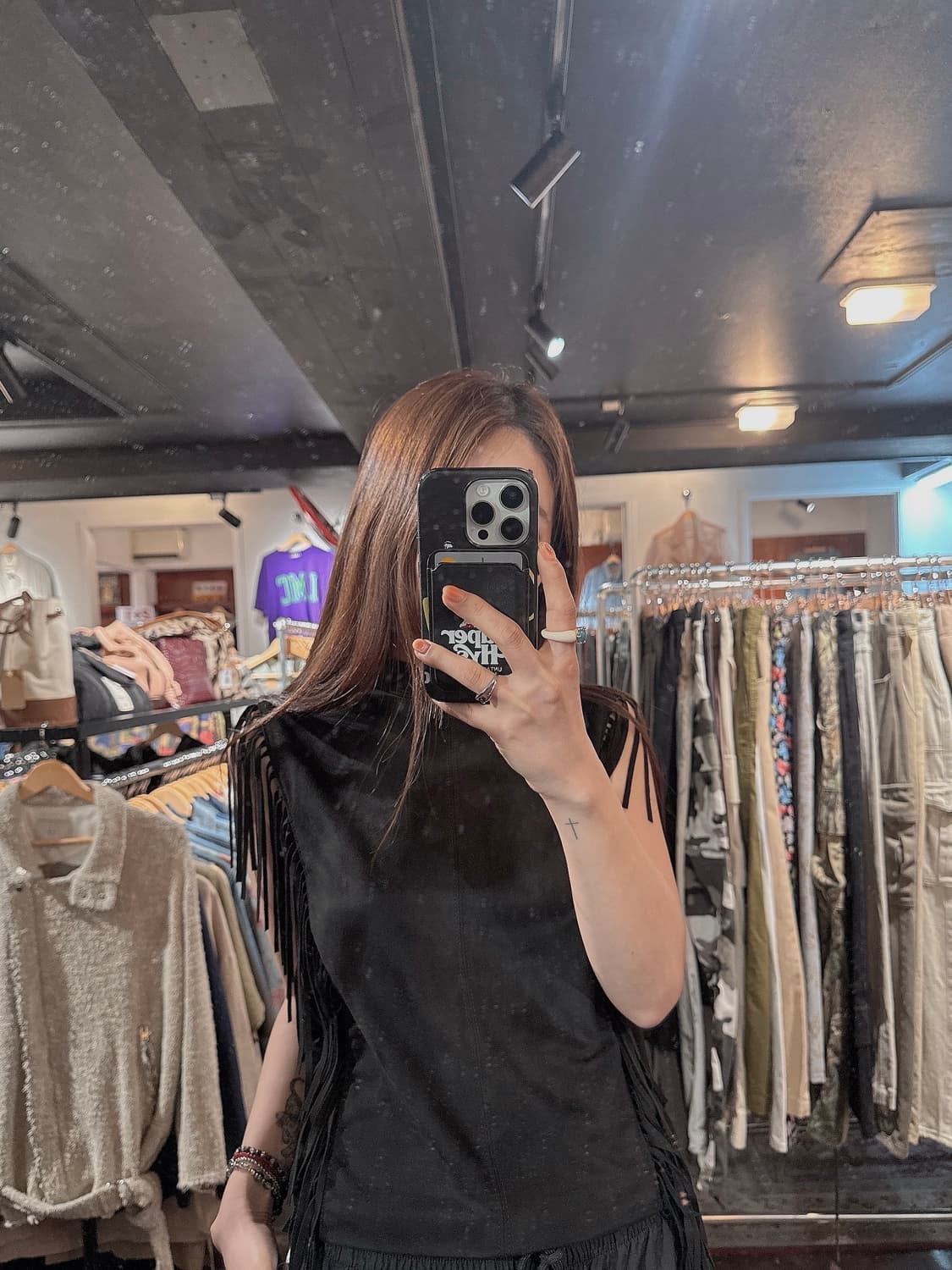 zara 자라 스웨이드 하이넥 프린지 웨스턴 베스트 탑 블라우스 S 상품이미지7