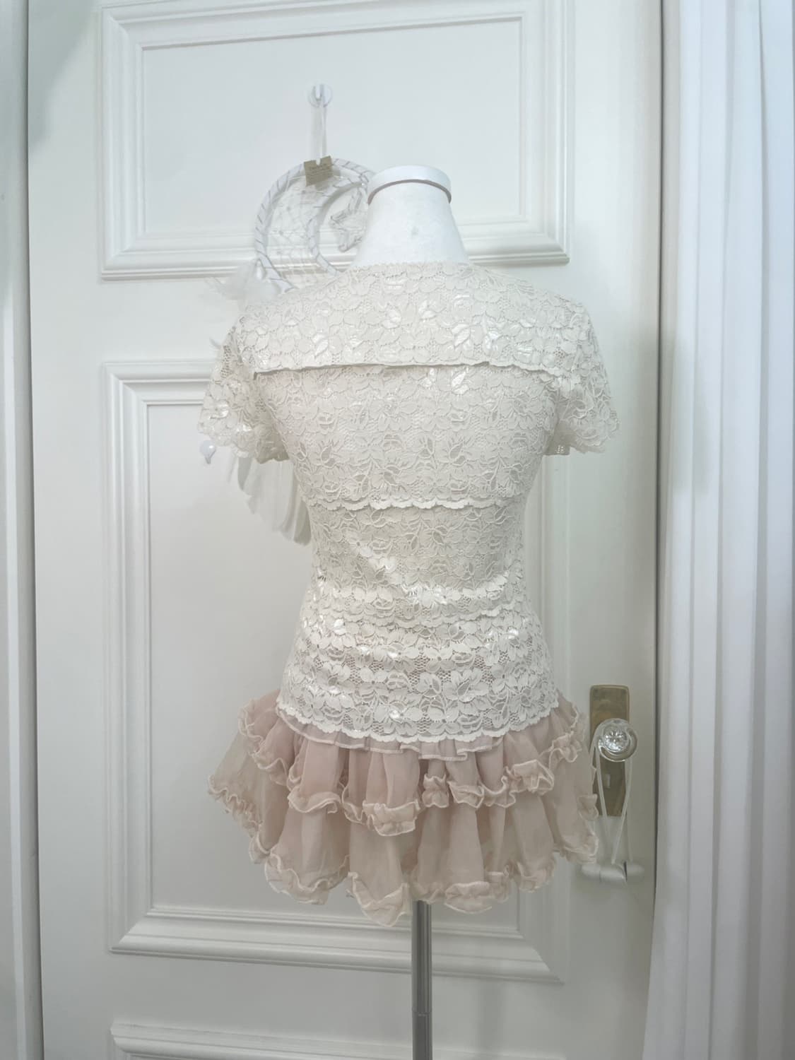 ivory bolero cardigan&beigw lace half to 상품이미지7